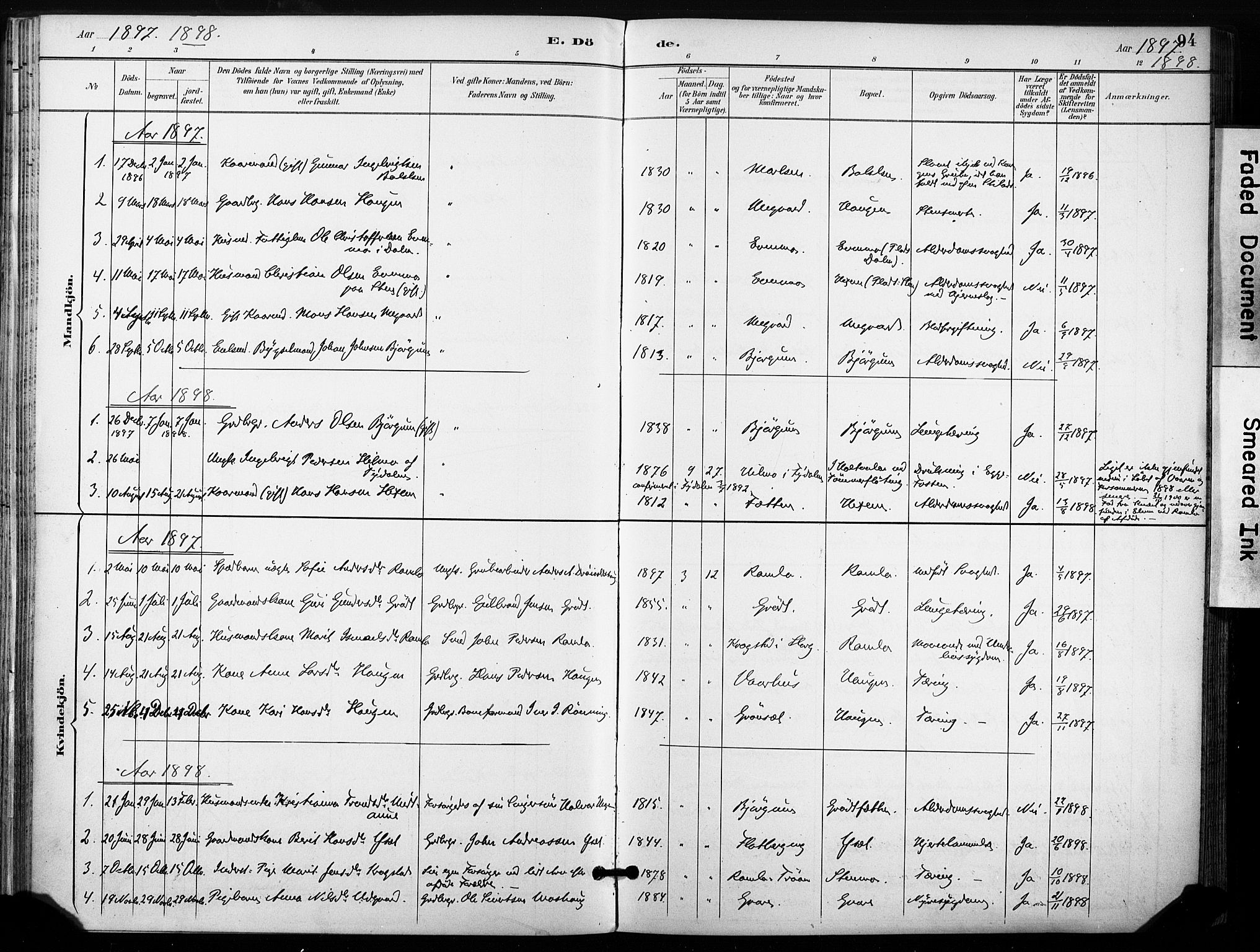 Ministerialprotokoller, klokkerbøker og fødselsregistre - Sør-Trøndelag, AV/SAT-A-1456/685/L0973: Parish register (official) no. 685A10, 1891-1907, p. 94