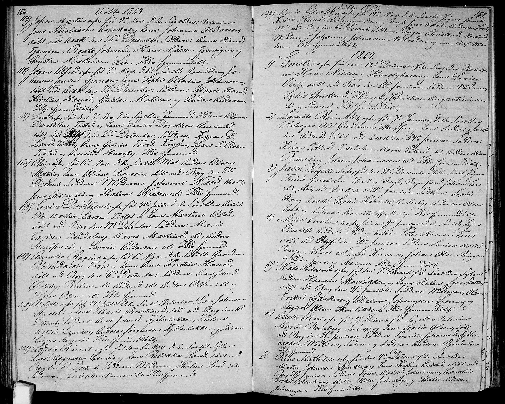 Berg prestekontor Kirkebøker, AV/SAO-A-10902/G/Ga/L0003: Parish register (copy) no.  I 3, 1850-1866, p. 156-157