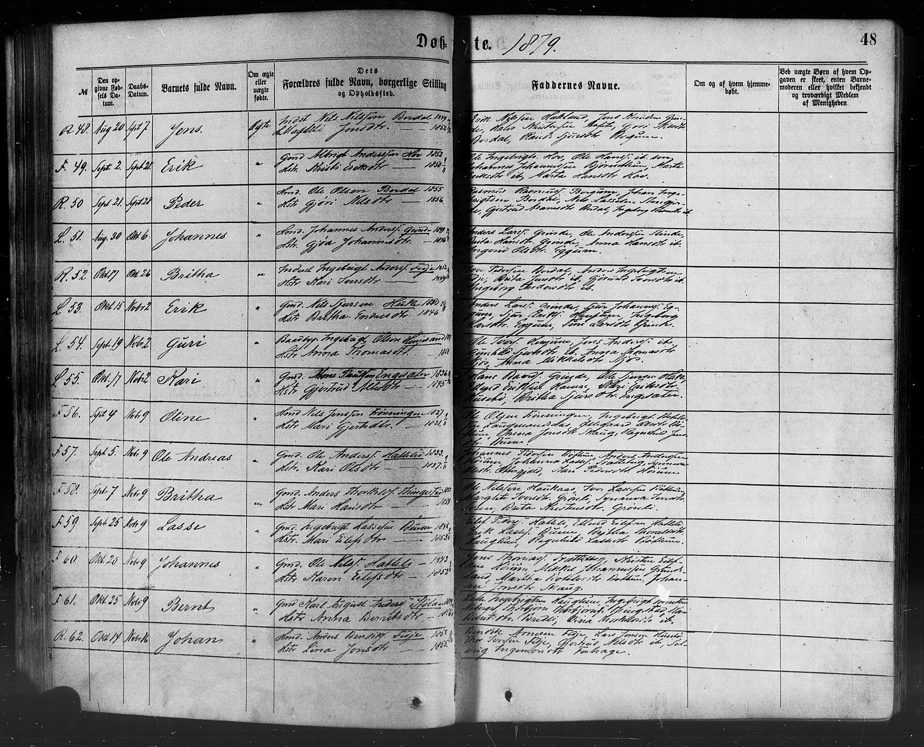 Leikanger sokneprestembete, SAB/A-81001: Parish register (official) no. A 9, 1869-1888, p. 48