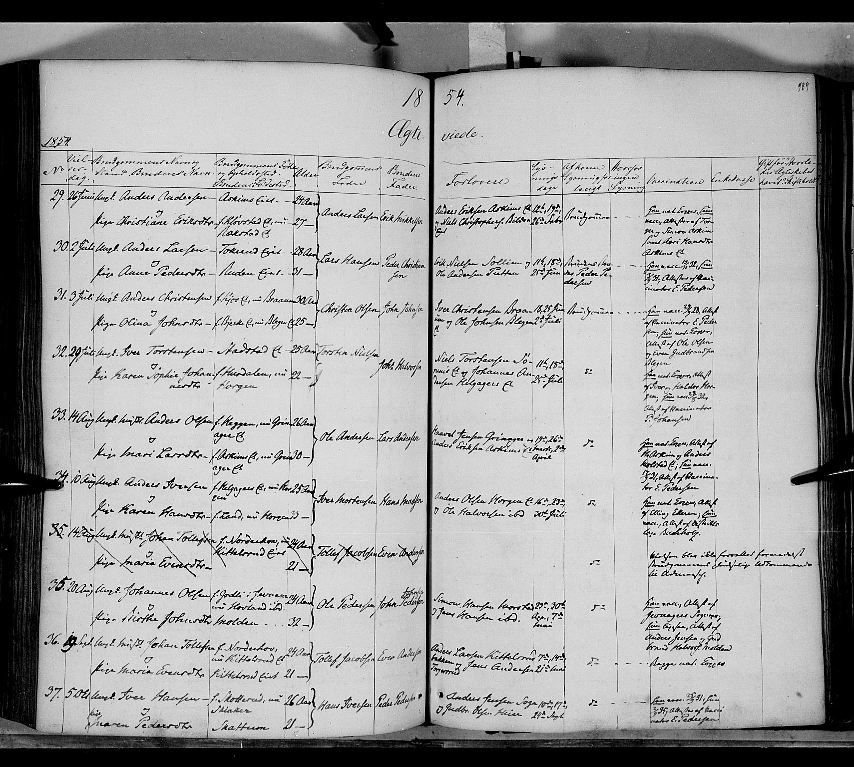 Gran prestekontor, AV/SAH-PREST-112/H/Ha/Haa/L0011: Parish register (official) no. 11, 1842-1856, p. 988-989