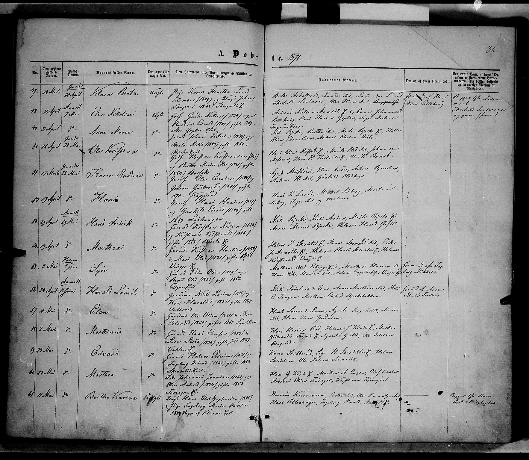 Nordre Land prestekontor, AV/SAH-PREST-124/H/Ha/Haa/L0001: Parish register (official) no. 1, 1860-1871, p. 86