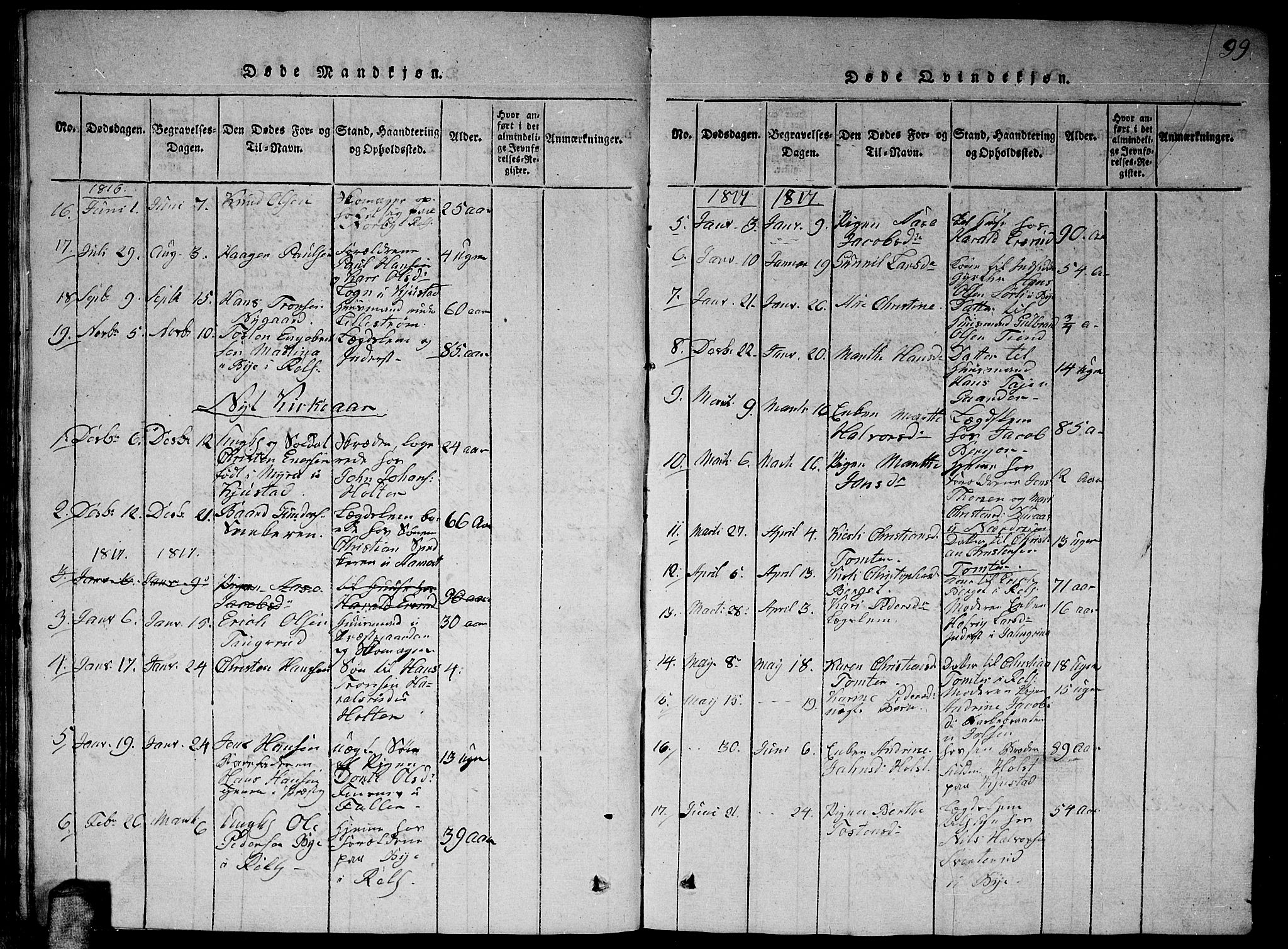 Fet prestekontor Kirkebøker, AV/SAO-A-10370a/G/Ga/L0001: Parish register (copy) no. I 1, 1815-1842, p. 99