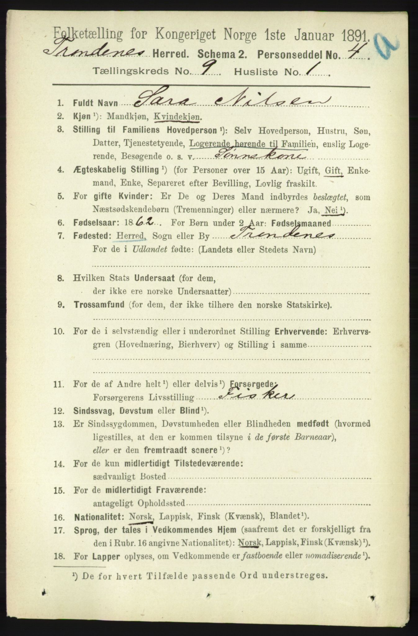 RA, 1891 census for 1914 Trondenes, 1891, p. 6391