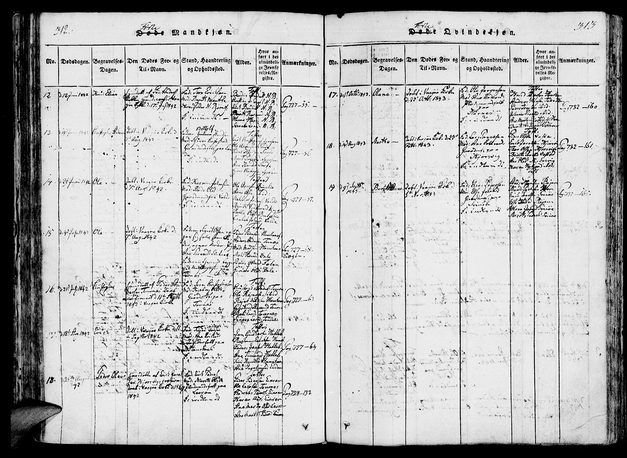 Ministerialprotokoller, klokkerbøker og fødselsregistre - Møre og Romsdal, AV/SAT-A-1454/565/L0747: Parish register (official) no. 565A01, 1817-1844, p. 312-313