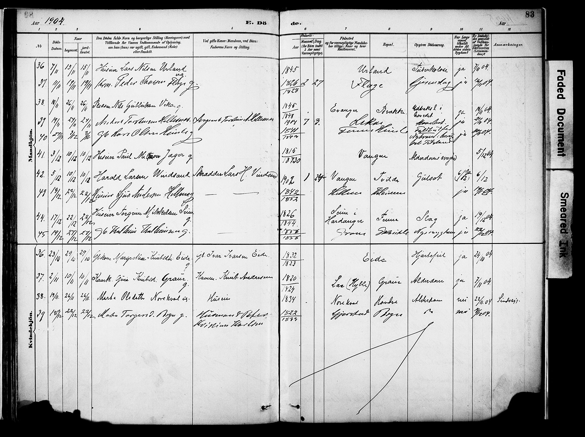Voss sokneprestembete, SAB/A-79001/H/Haa: Parish register (official) no. A 22, 1887-1909, p. 83