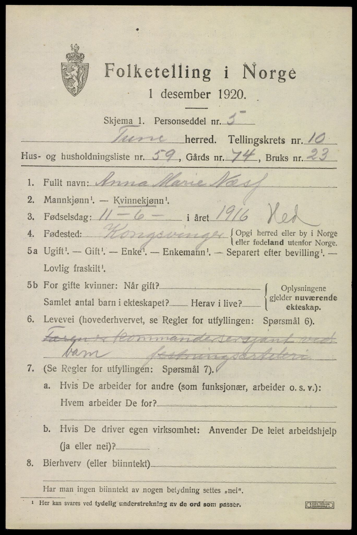 SAO, 1920 census for Tune, 1920, p. 11452