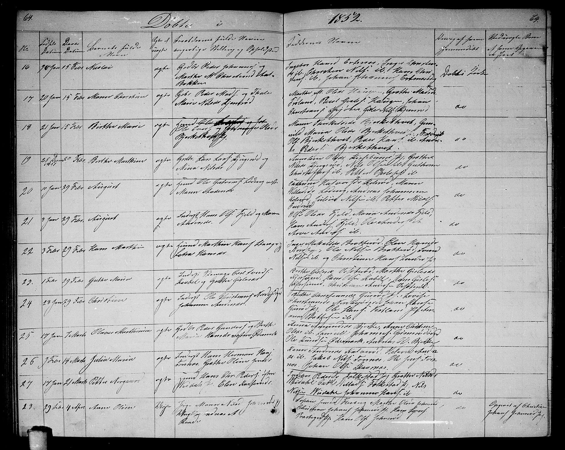 Våler prestekontor Kirkebøker, AV/SAO-A-11083/G/Ga/L0002: Parish register (copy) no. I 2, 1839-1860, p. 64