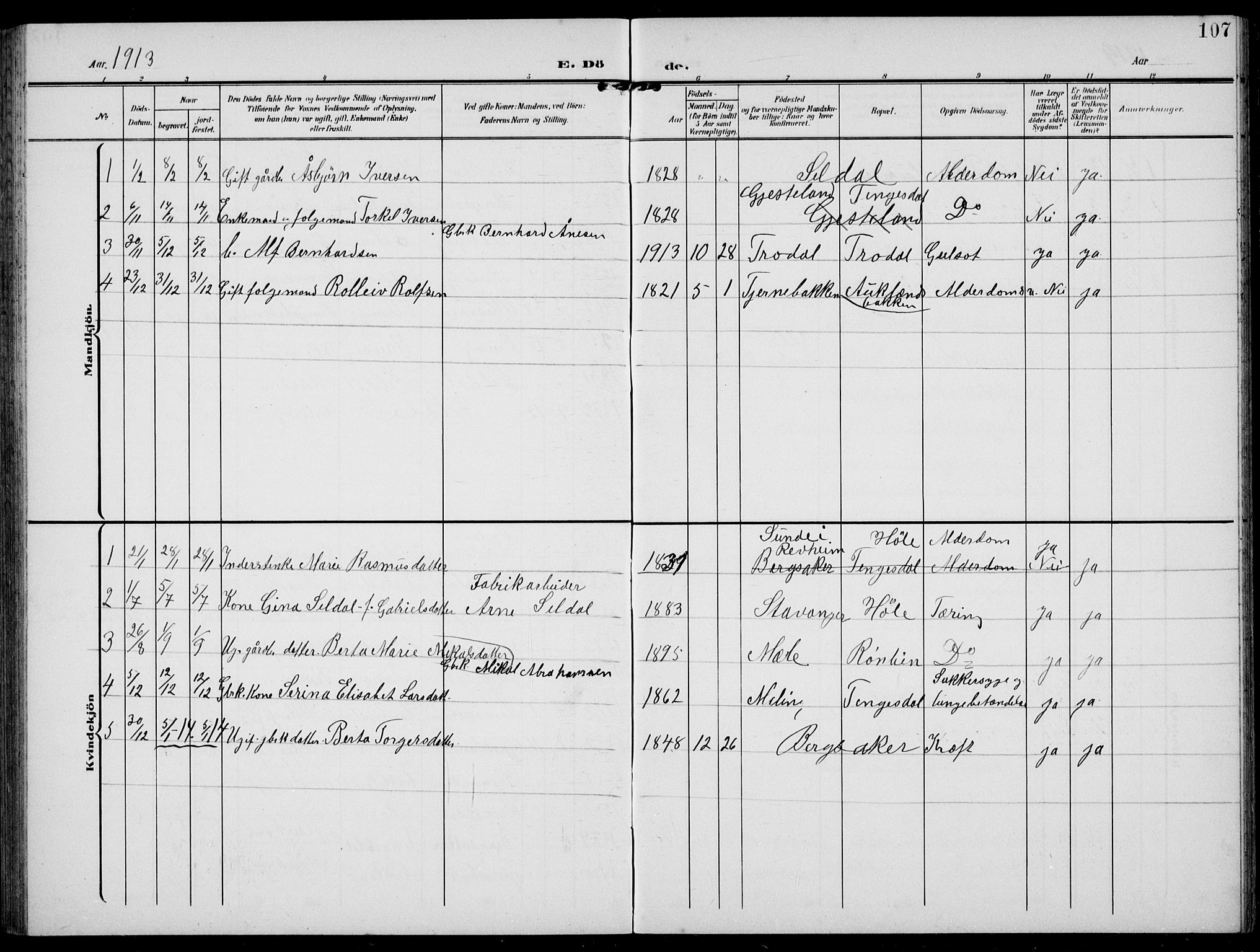 Høgsfjord sokneprestkontor, SAST/A-101624/H/Ha/Hab/L0004: Parish register (copy) no. B 4, 1906-1938, p. 107