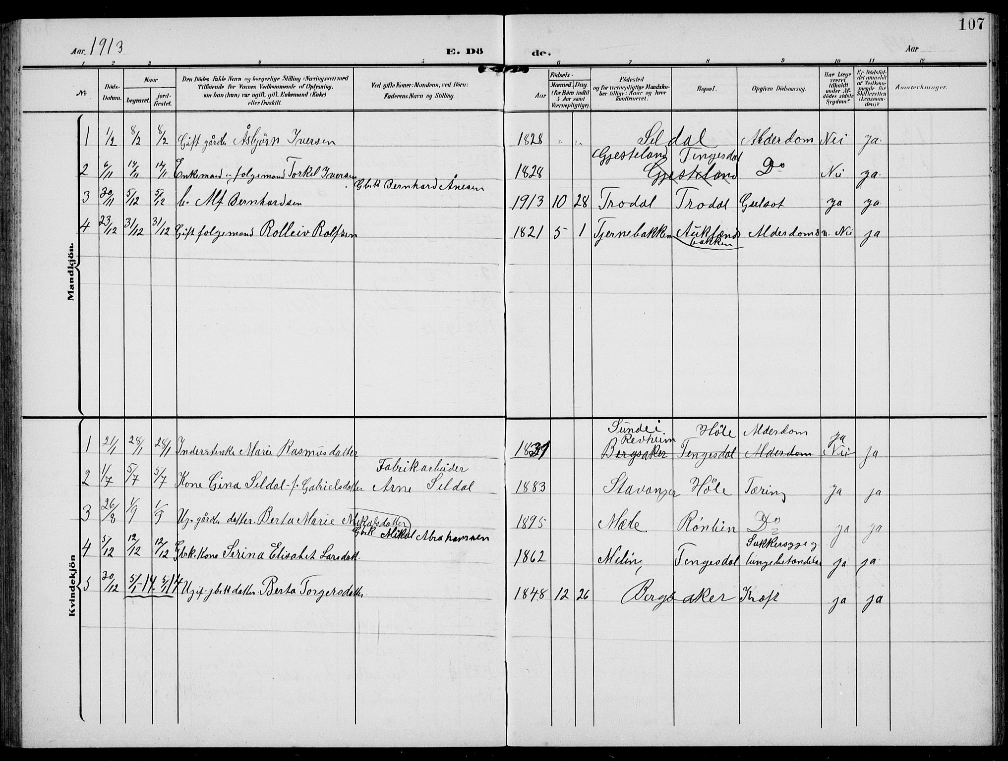 Høgsfjord sokneprestkontor, AV/SAST-A-101624/H/Ha/Hab/L0004: Parish register (copy) no. B 4, 1906-1938, p. 107