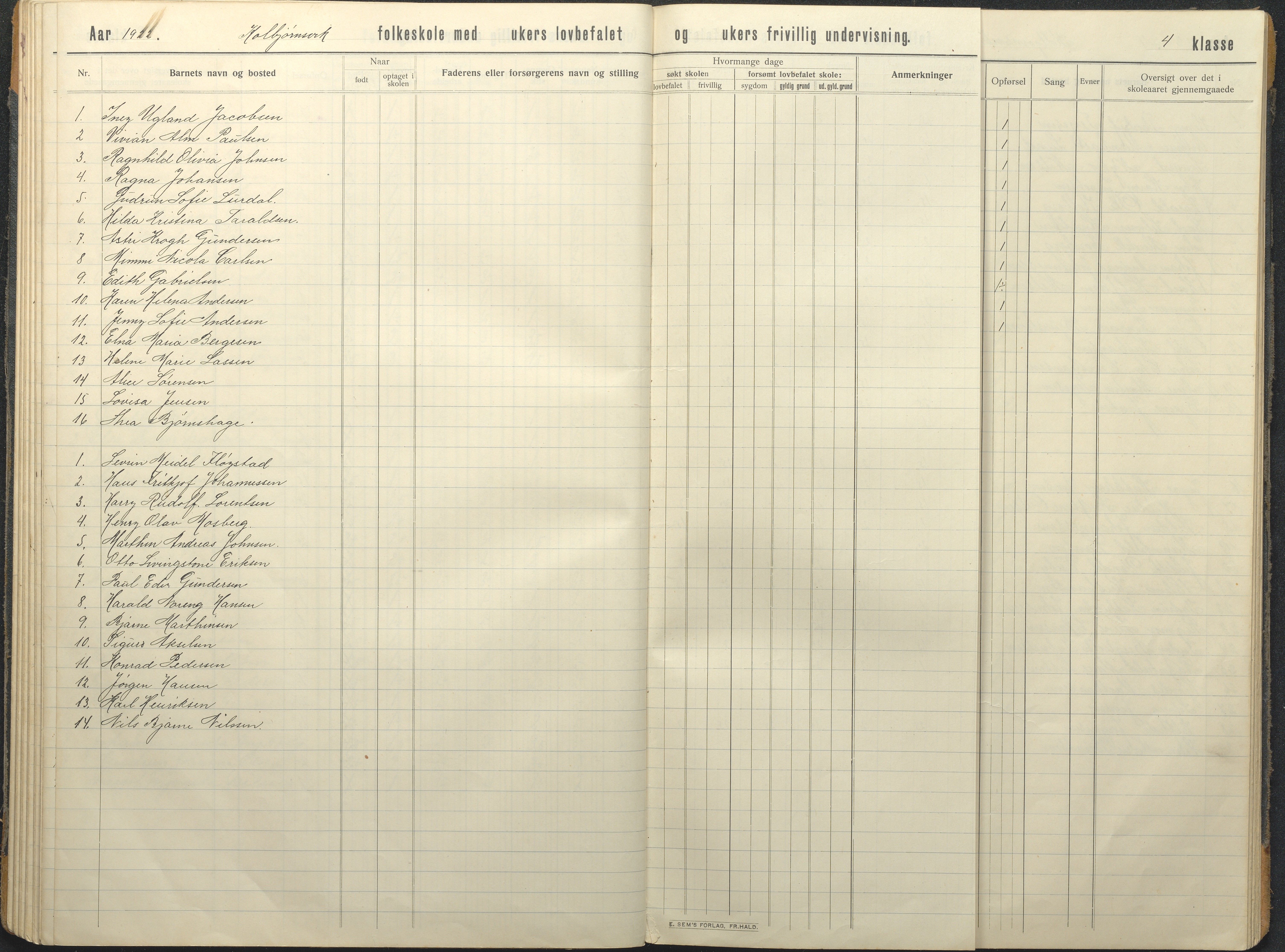 Hisøy kommune frem til 1991, AAKS/KA0922-PK/32/L0018: Skoleprotokoll, 1909-1939