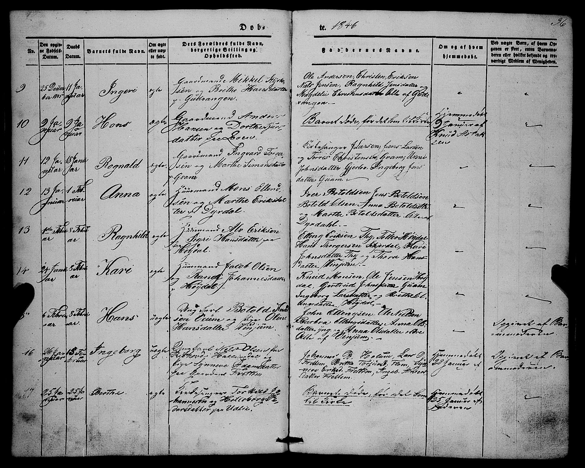 Aurland sokneprestembete, SAB/A-99937/H/Ha/Haa/L0007: Parish register (official) no. A 7, 1842-1853, p. 36