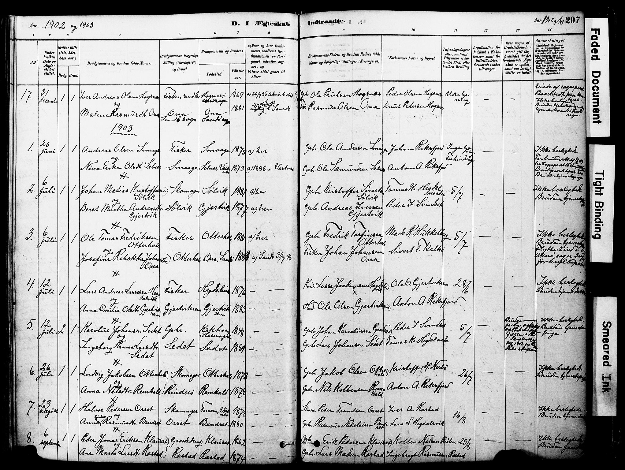 Ministerialprotokoller, klokkerbøker og fødselsregistre - Møre og Romsdal, SAT/A-1454/560/L0721: Parish register (official) no. 560A05, 1878-1917, p. 297