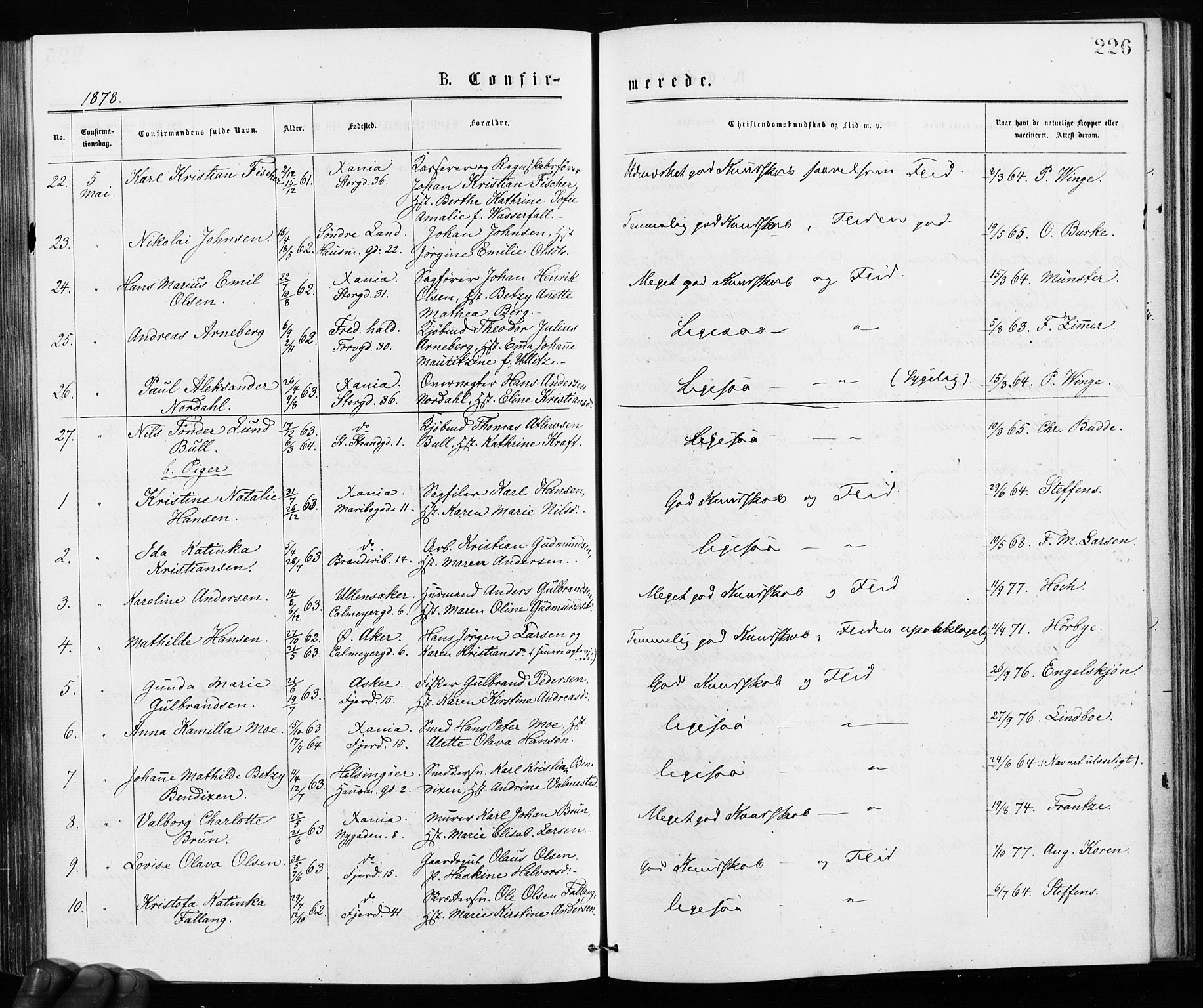 Jakob prestekontor Kirkebøker, SAO/A-10850/F/Fa/L0001: Parish register (official) no. 1, 1875-1924, p. 226