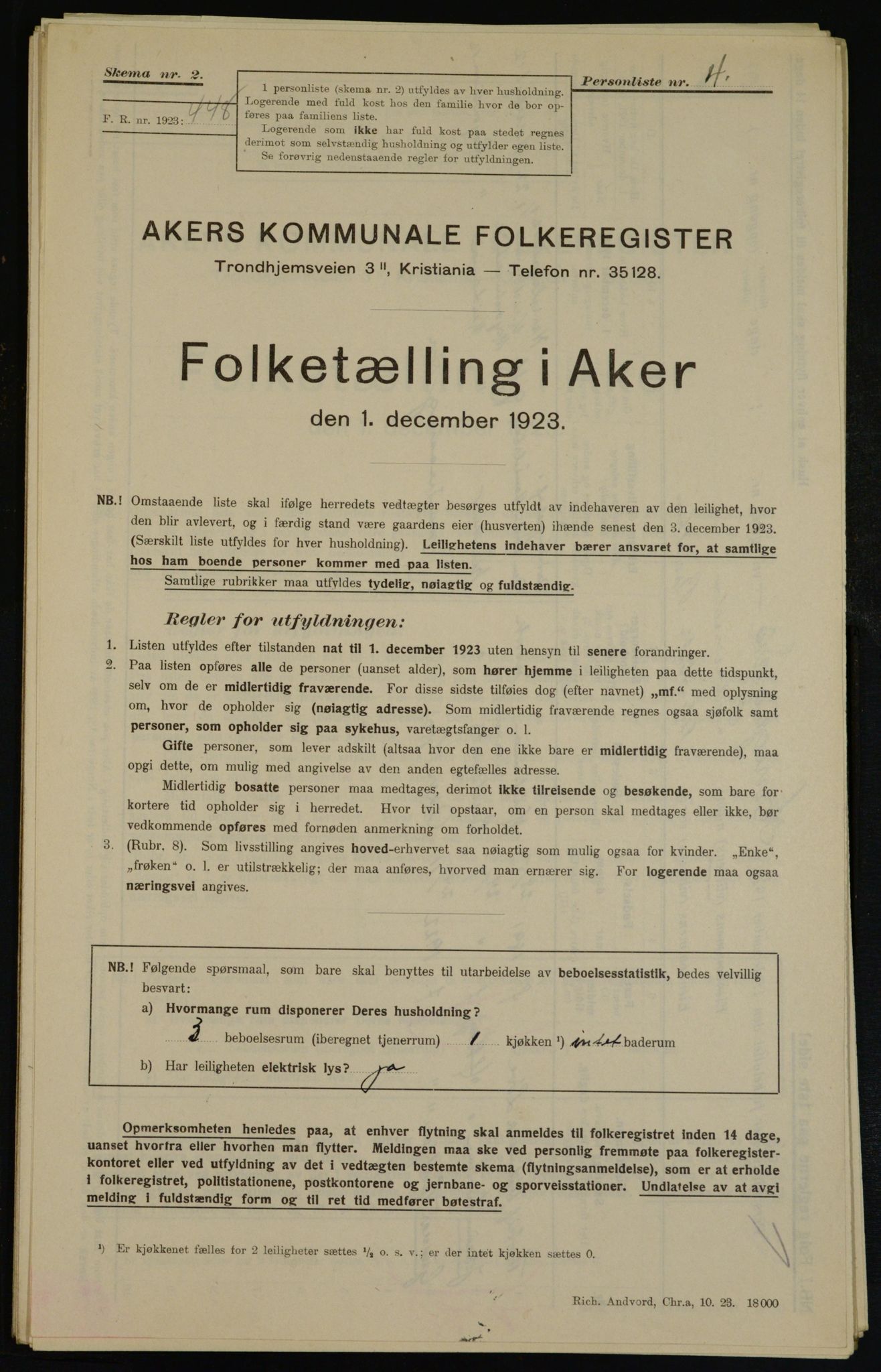 , Municipal Census 1923 for Aker, 1923, p. 39333