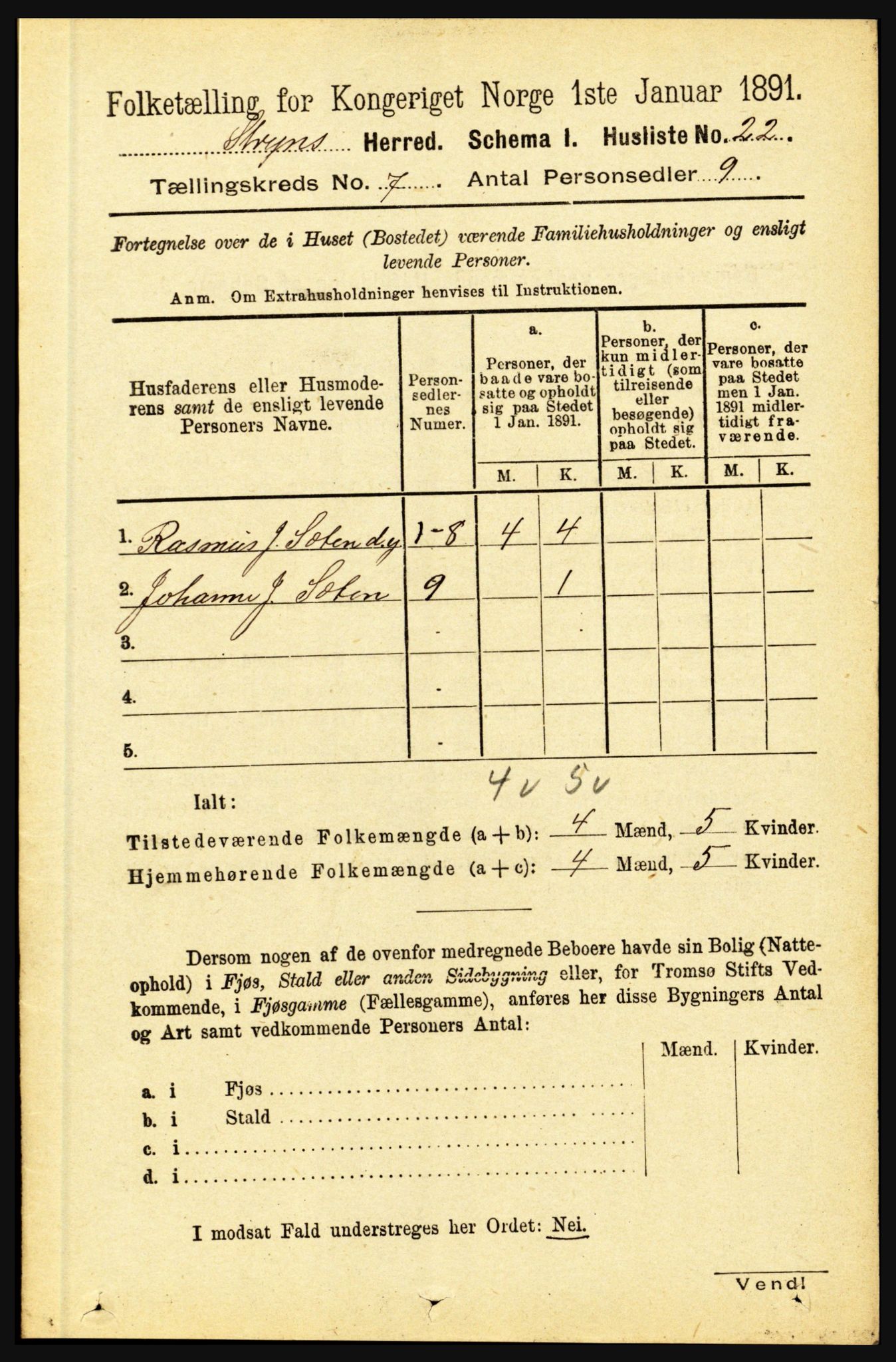 RA, 1891 census for 1448 Stryn, 1891, p. 2794