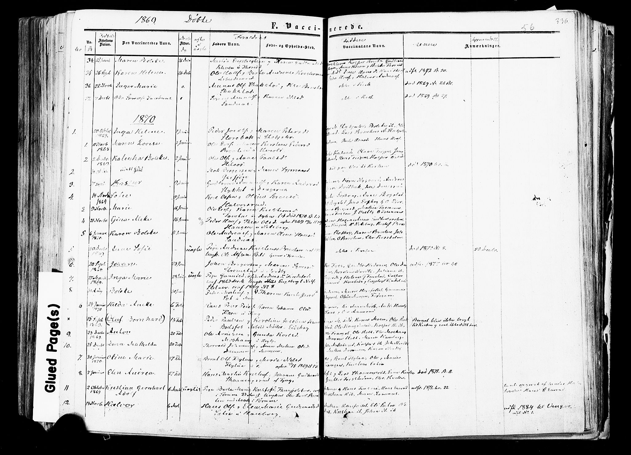 Aurskog prestekontor Kirkebøker, SAO/A-10304a/F/Fa/L0007: Parish register (official) no. I 7, 1854-1877, p. 336