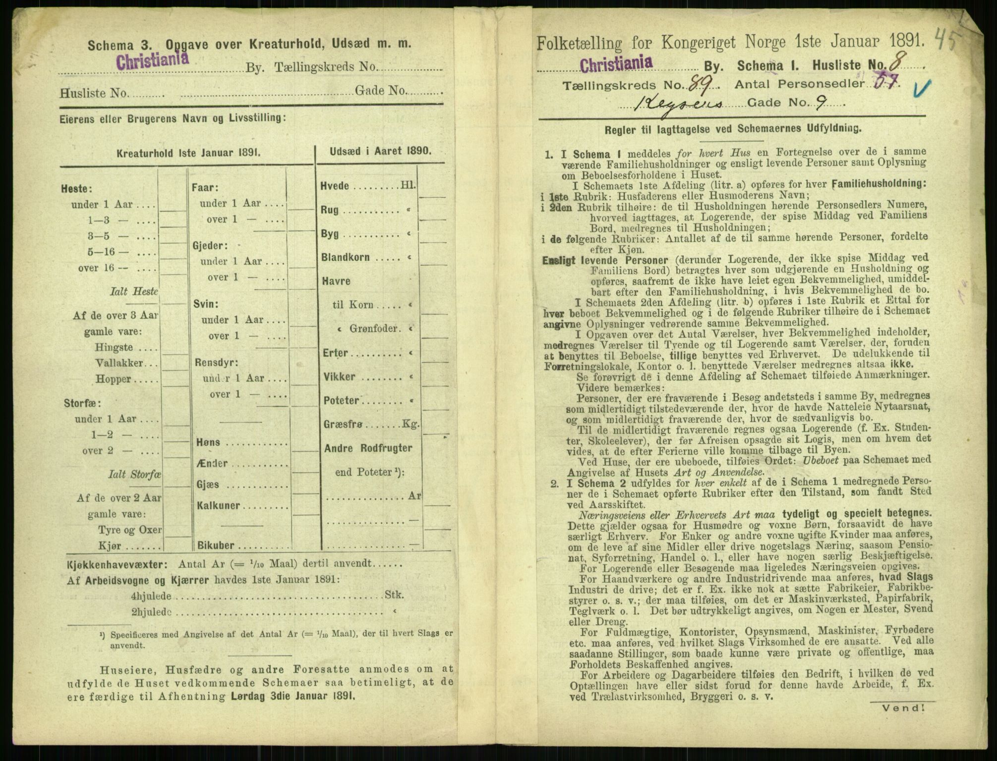 RA, 1891 census for 0301 Kristiania, 1891, p. 43893