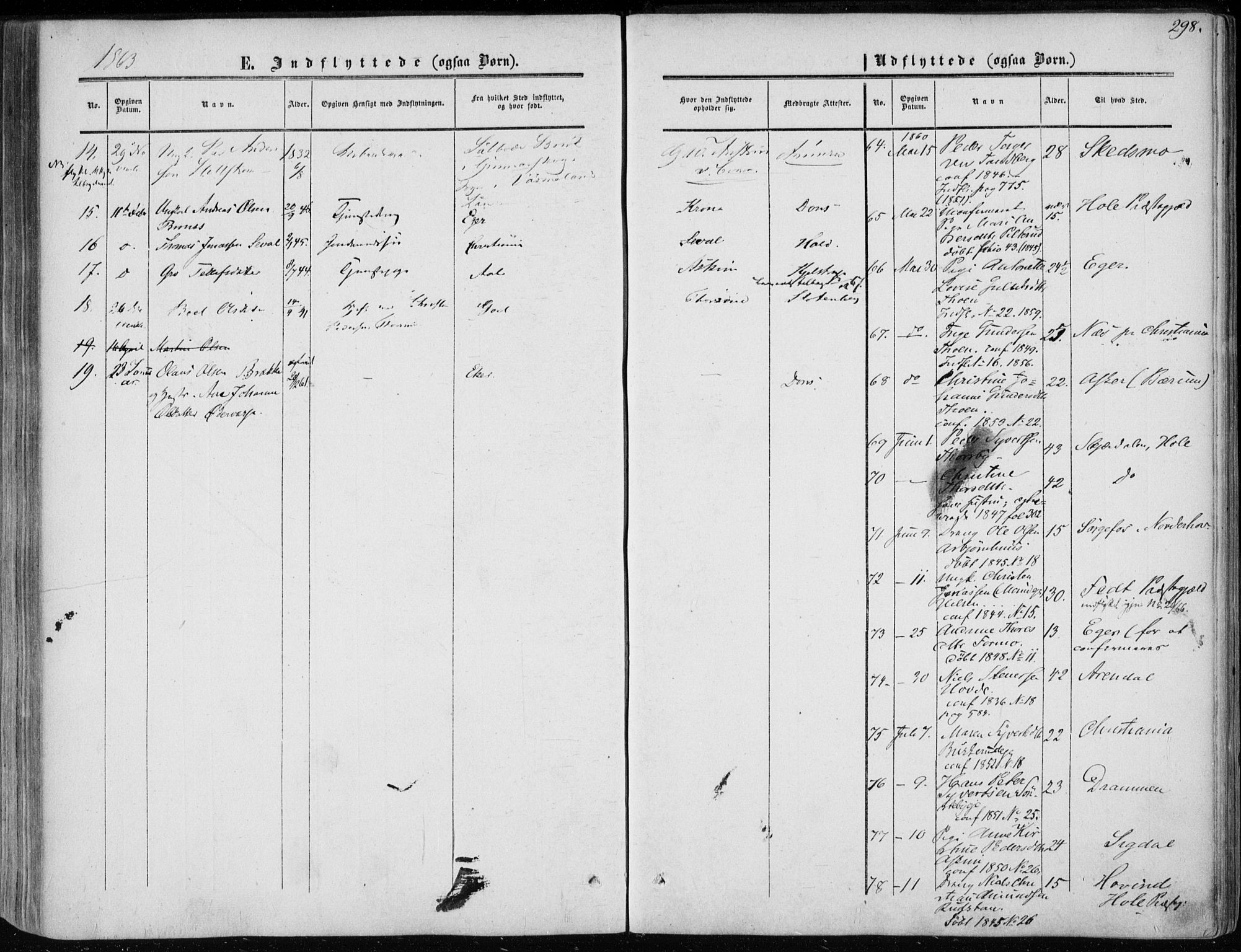 Modum kirkebøker, AV/SAKO-A-234/F/Fa/L0009: Parish register (official) no. 9, 1860-1864, p. 298