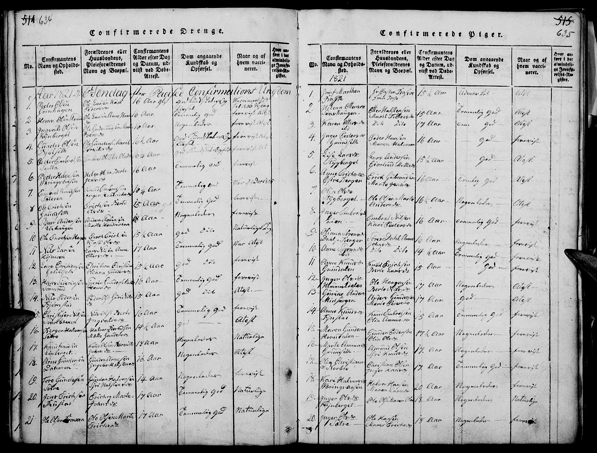 Elverum prestekontor, SAH/PREST-044/H/Ha/Haa/L0007: Parish register (official) no. 7, 1815-1830, p. 634-635