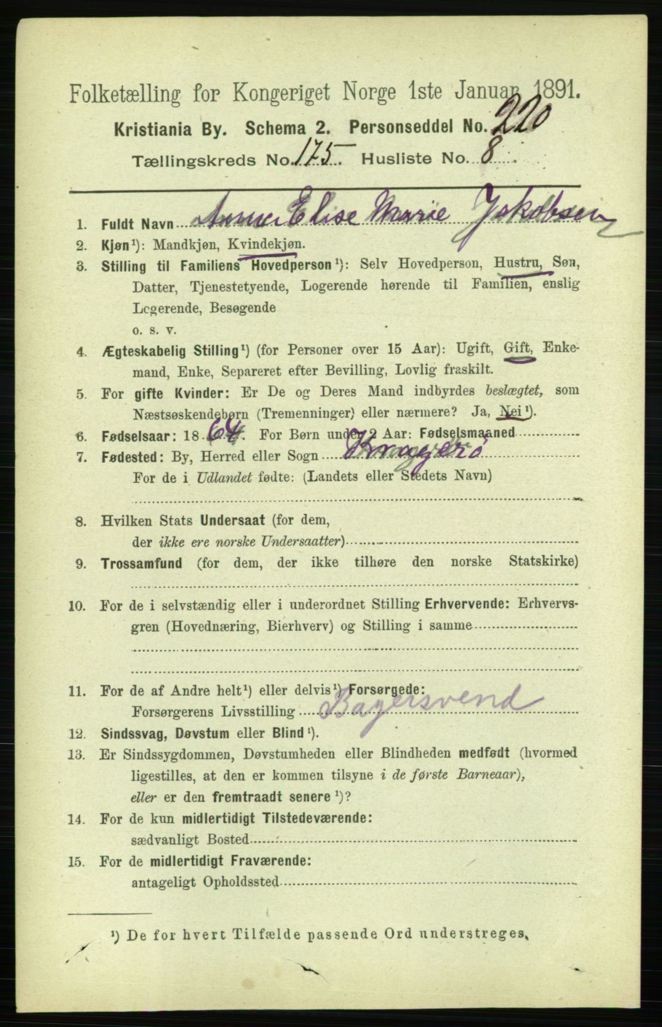 RA, 1891 census for 0301 Kristiania, 1891, p. 105558