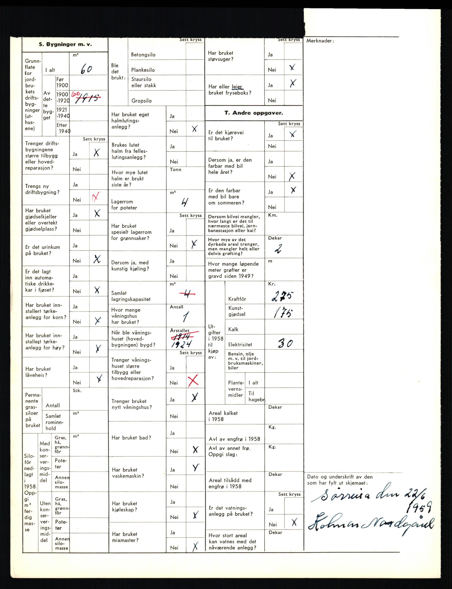 Statistisk sentralbyrå, Næringsøkonomiske emner, Jordbruk, skogbruk, jakt, fiske og fangst, AV/RA-S-2234/G/Gd/L0656: Troms: 1924 Målselv (kl. 0-3) og 1925 Sørreisa, 1959, p. 1463