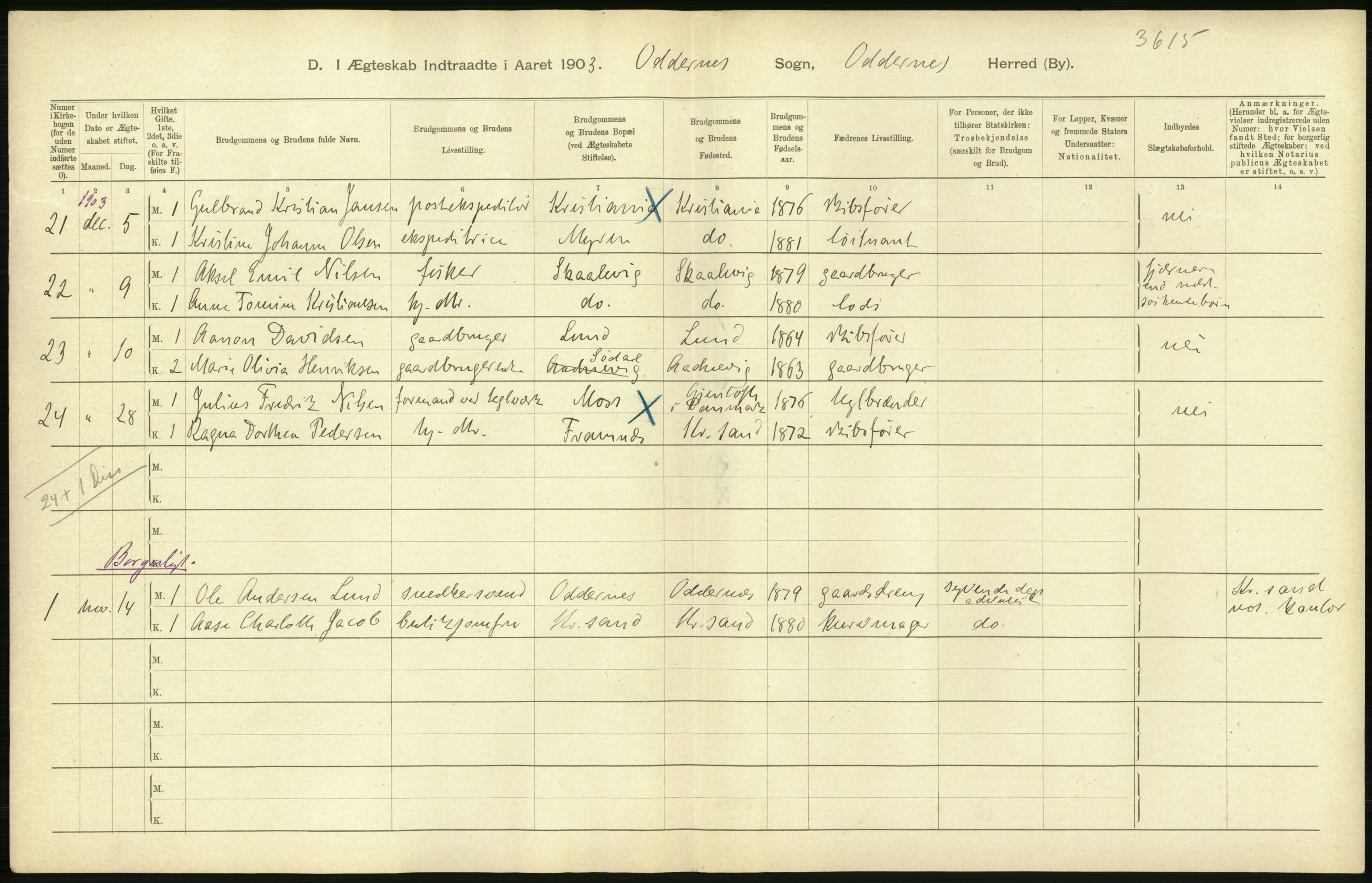 Statistisk sentralbyrå, Sosiodemografiske emner, Befolkning, AV/RA-S-2228/D/Df/Dfa/Dfaa/L0011: Lister og Mandal amt: Fødte, gifte, døde, 1903, p. 342