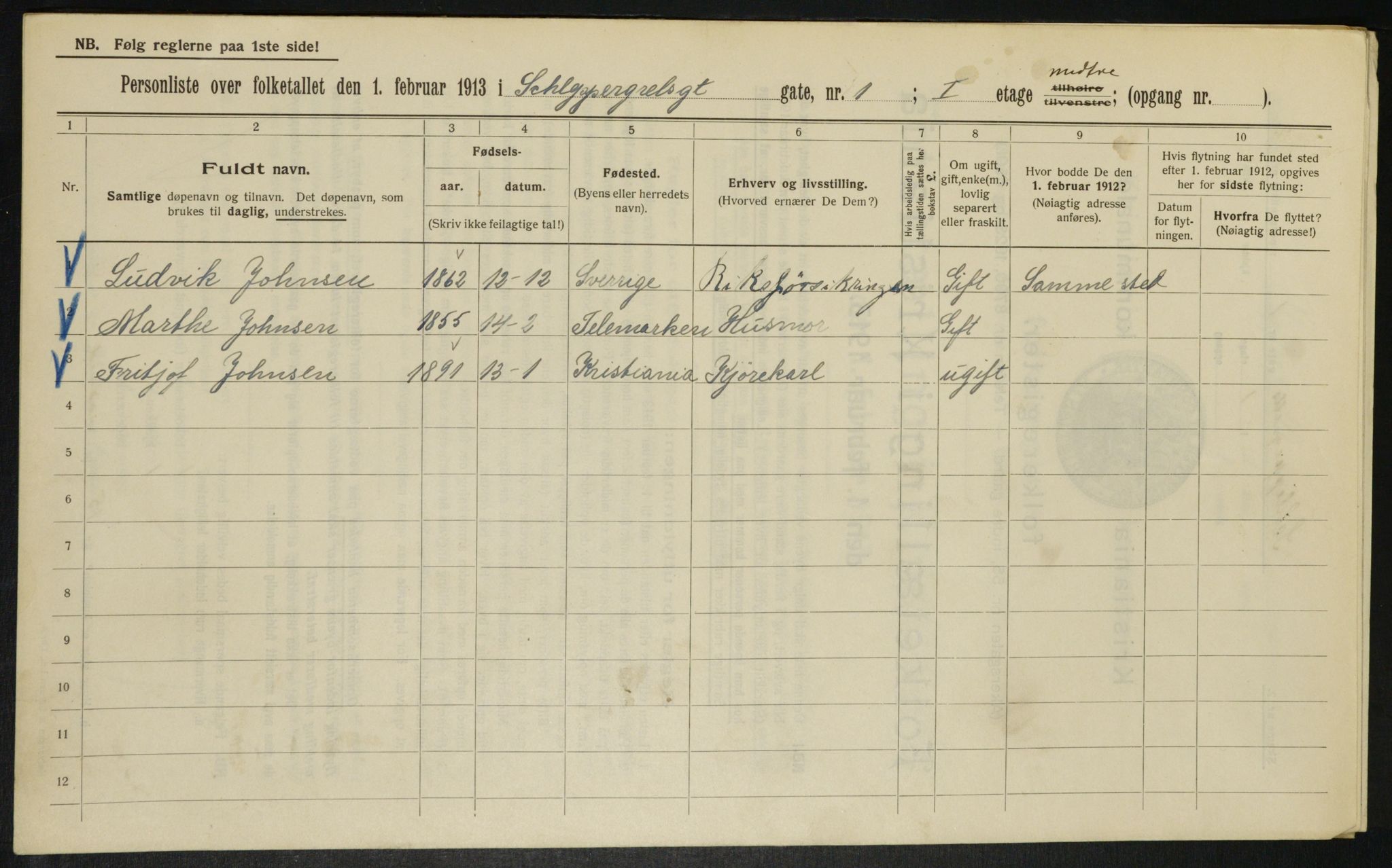 OBA, Municipal Census 1913 for Kristiania, 1913, p. 89575