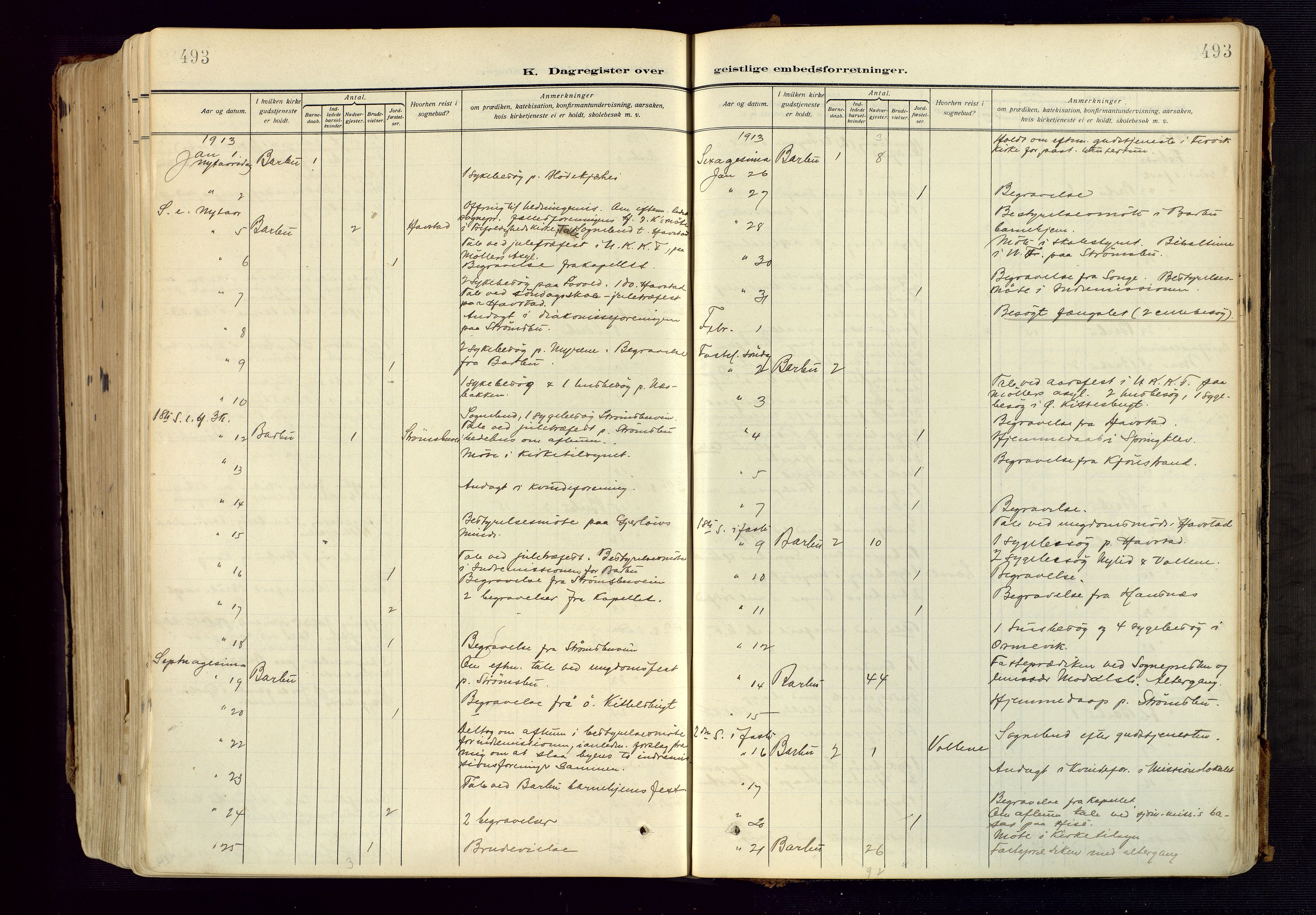 Barbu sokneprestkontor, SAK/1111-0003/F/Fa/L0006: Parish register (official) no. A 6, 1910-1929, p. 493