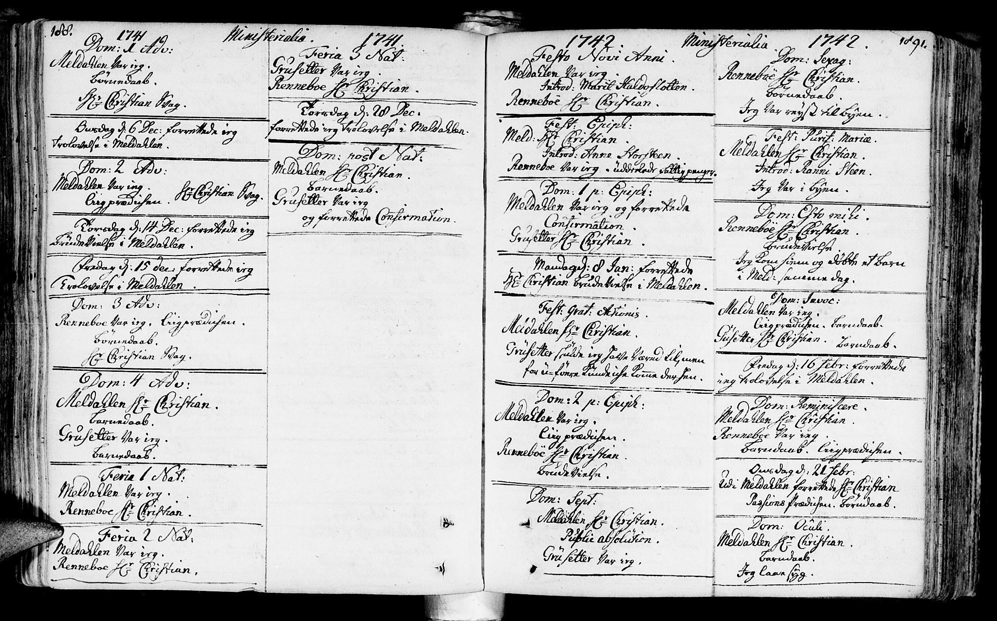 Ministerialprotokoller, klokkerbøker og fødselsregistre - Sør-Trøndelag, AV/SAT-A-1456/672/L0850: Parish register (official) no. 672A03, 1725-1751, p. 188-189
