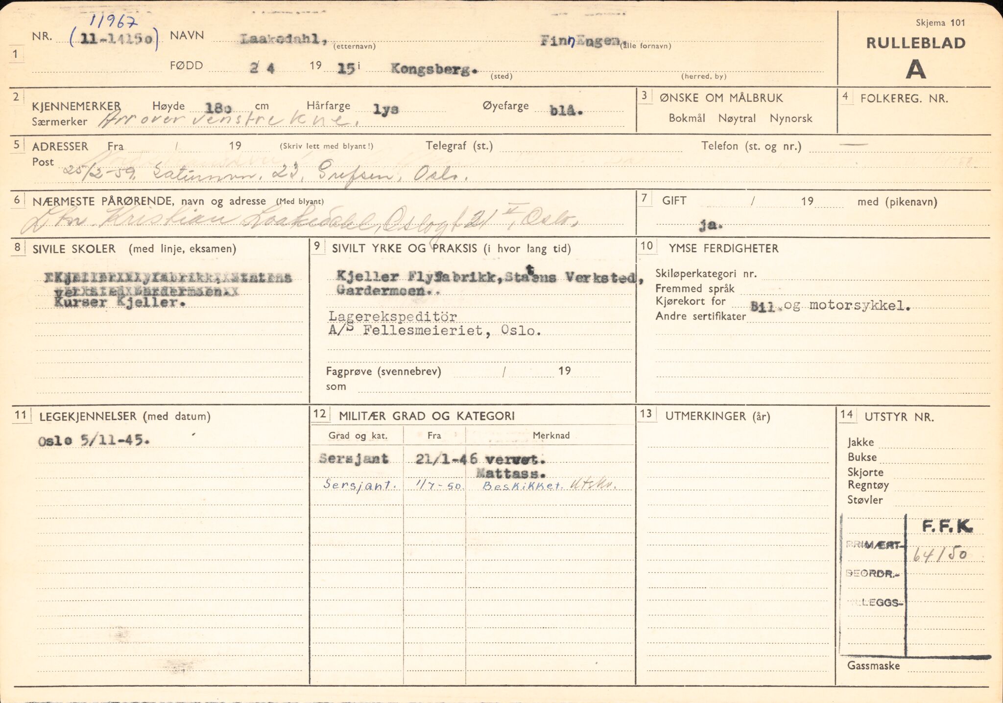 Forsvaret, Forsvarets overkommando/Luftforsvarsstaben, AV/RA-RAFA-4079/P/Pa/L0041: Personellpapirer, 1915, p. 704