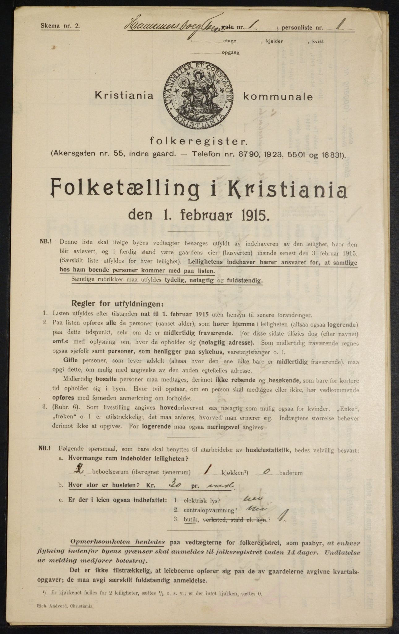 OBA, Municipal Census 1915 for Kristiania, 1915, p. 34013