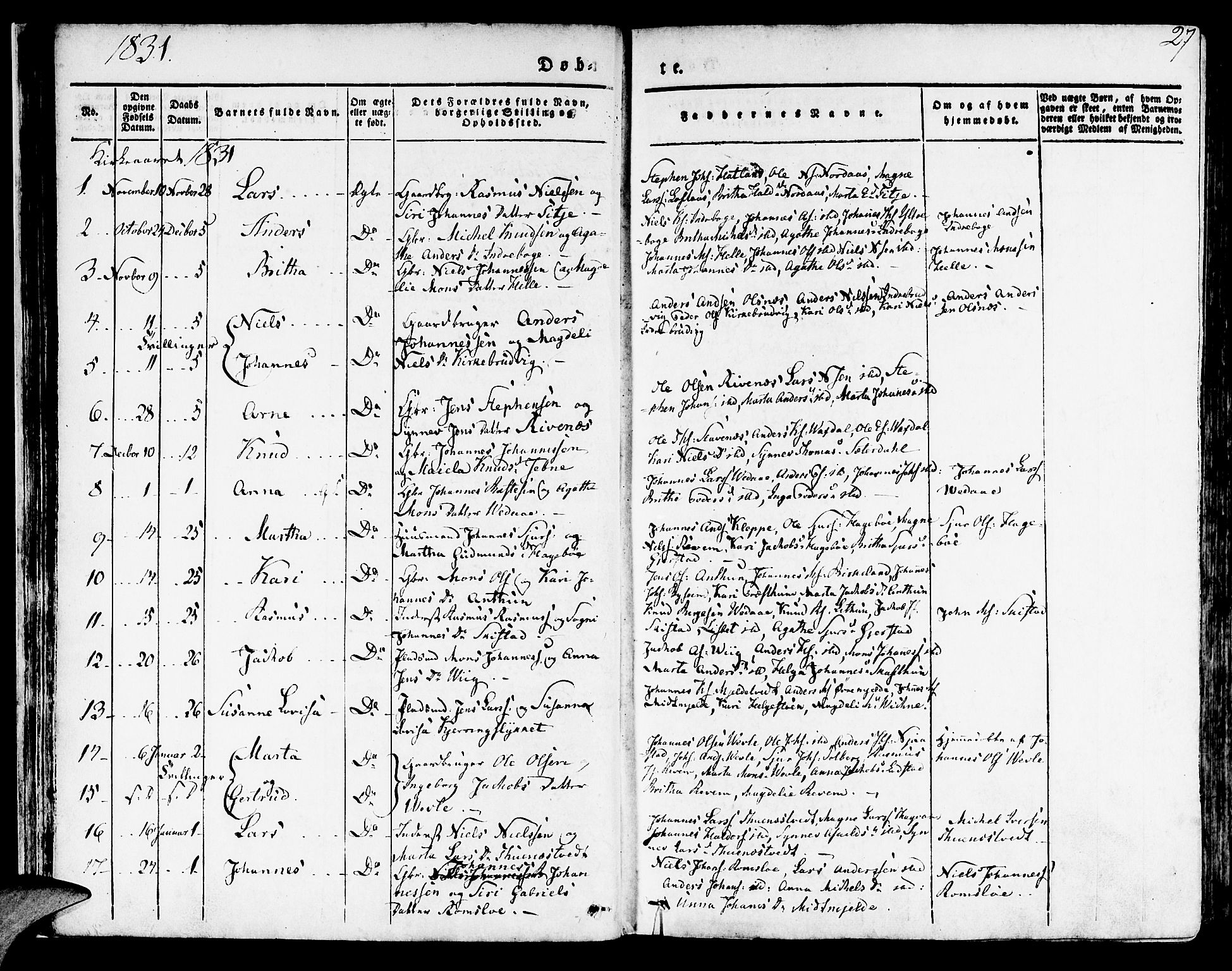 Haus sokneprestembete, SAB/A-75601/H/Haa: Parish register (official) no. A 14, 1827-1838, p. 27