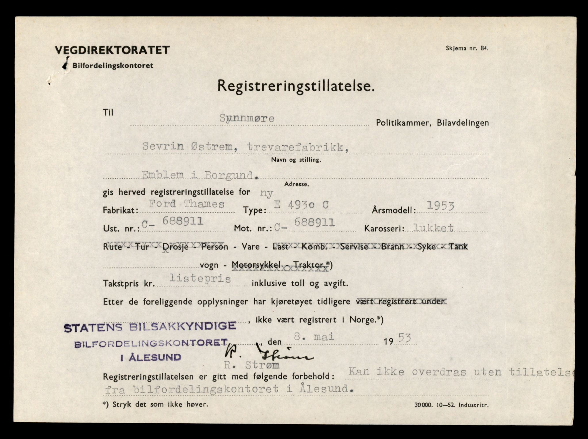 Møre og Romsdal vegkontor - Ålesund trafikkstasjon, AV/SAT-A-4099/F/Fe/L0034: Registreringskort for kjøretøy T 12500 - T 12652, 1927-1998, p. 1512