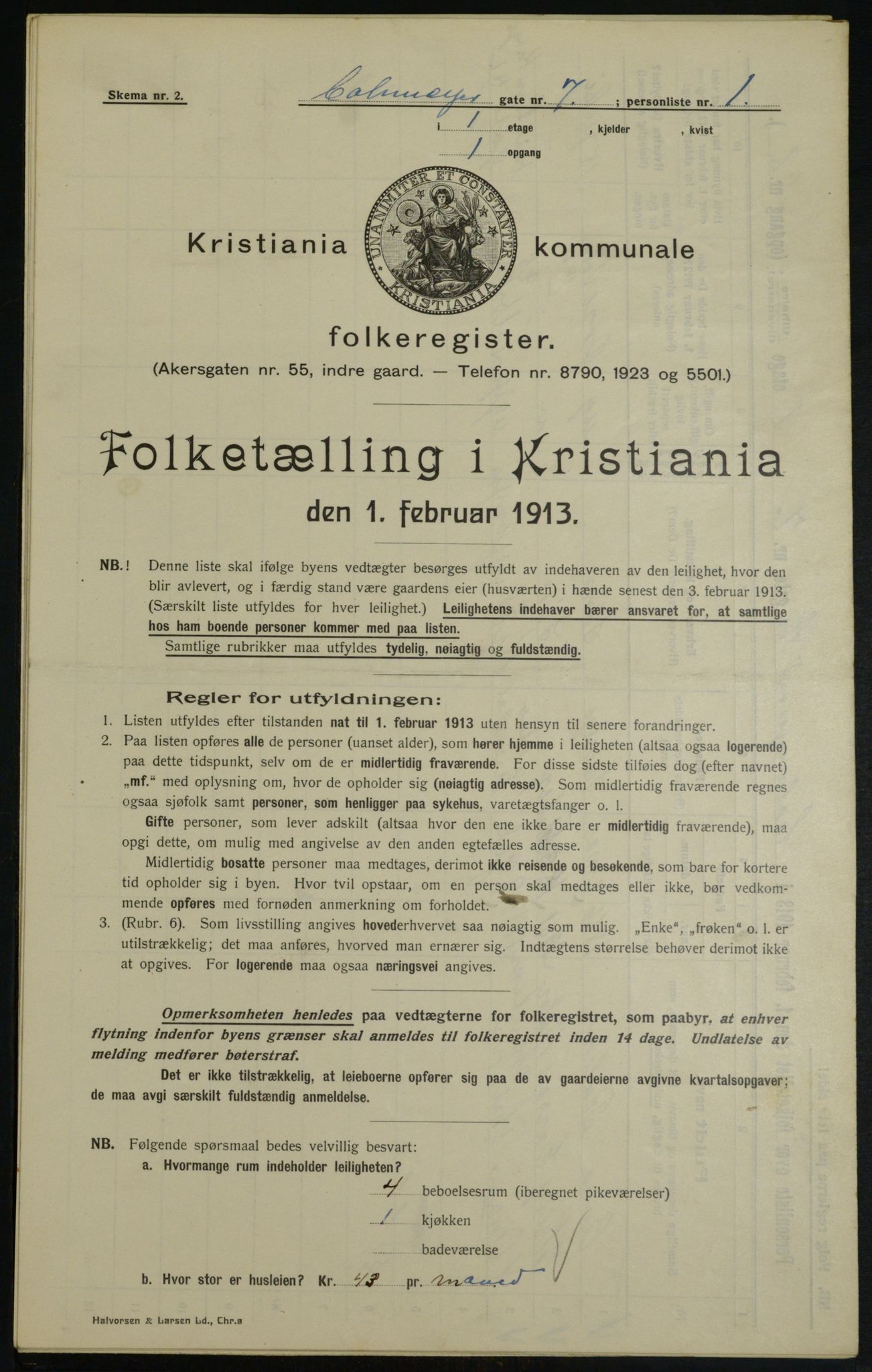 OBA, Municipal Census 1913 for Kristiania, 1913, p. 11414