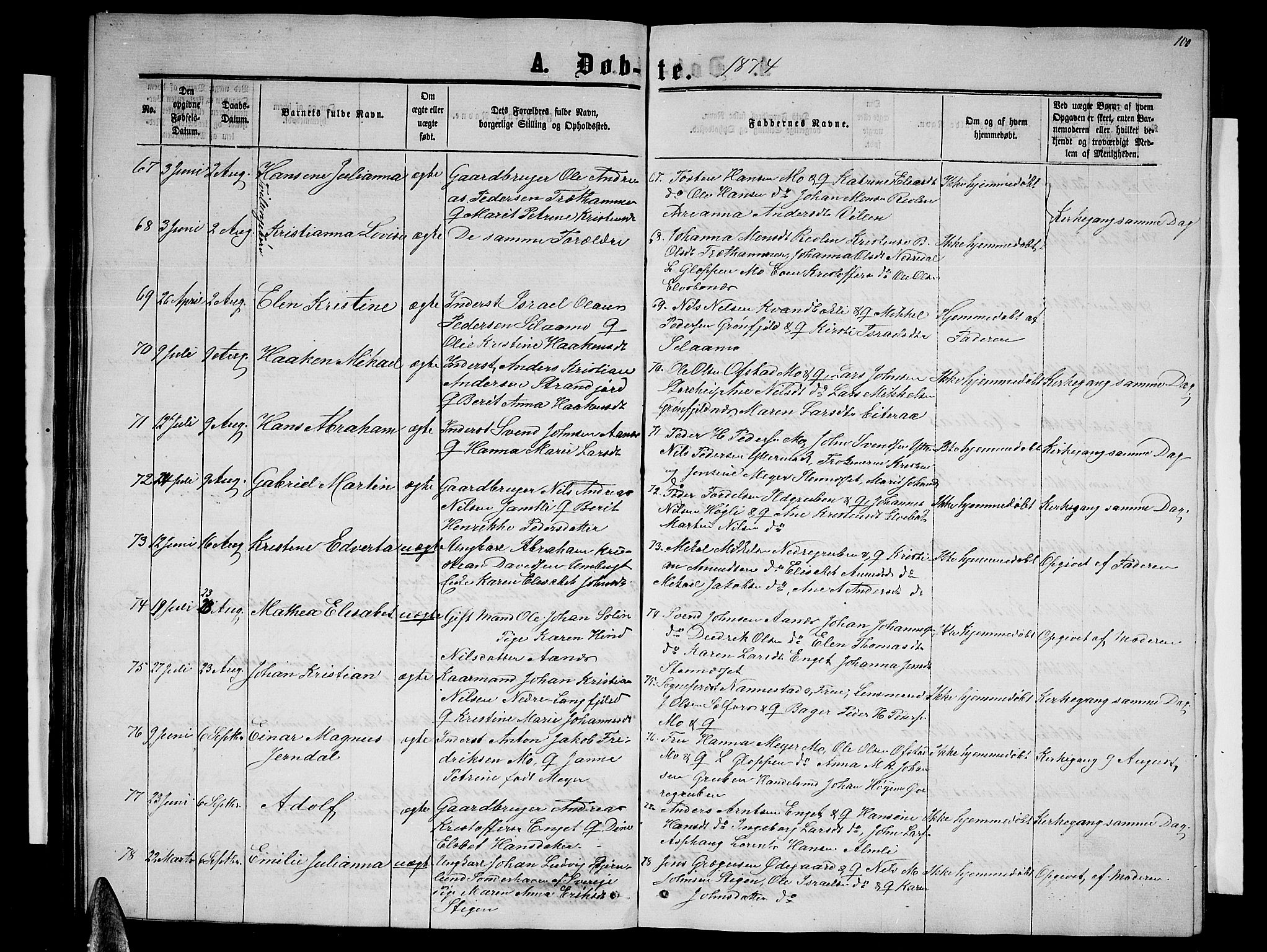 Ministerialprotokoller, klokkerbøker og fødselsregistre - Nordland, SAT/A-1459/827/L0415: Parish register (copy) no. 827C04, 1864-1886, p. 100