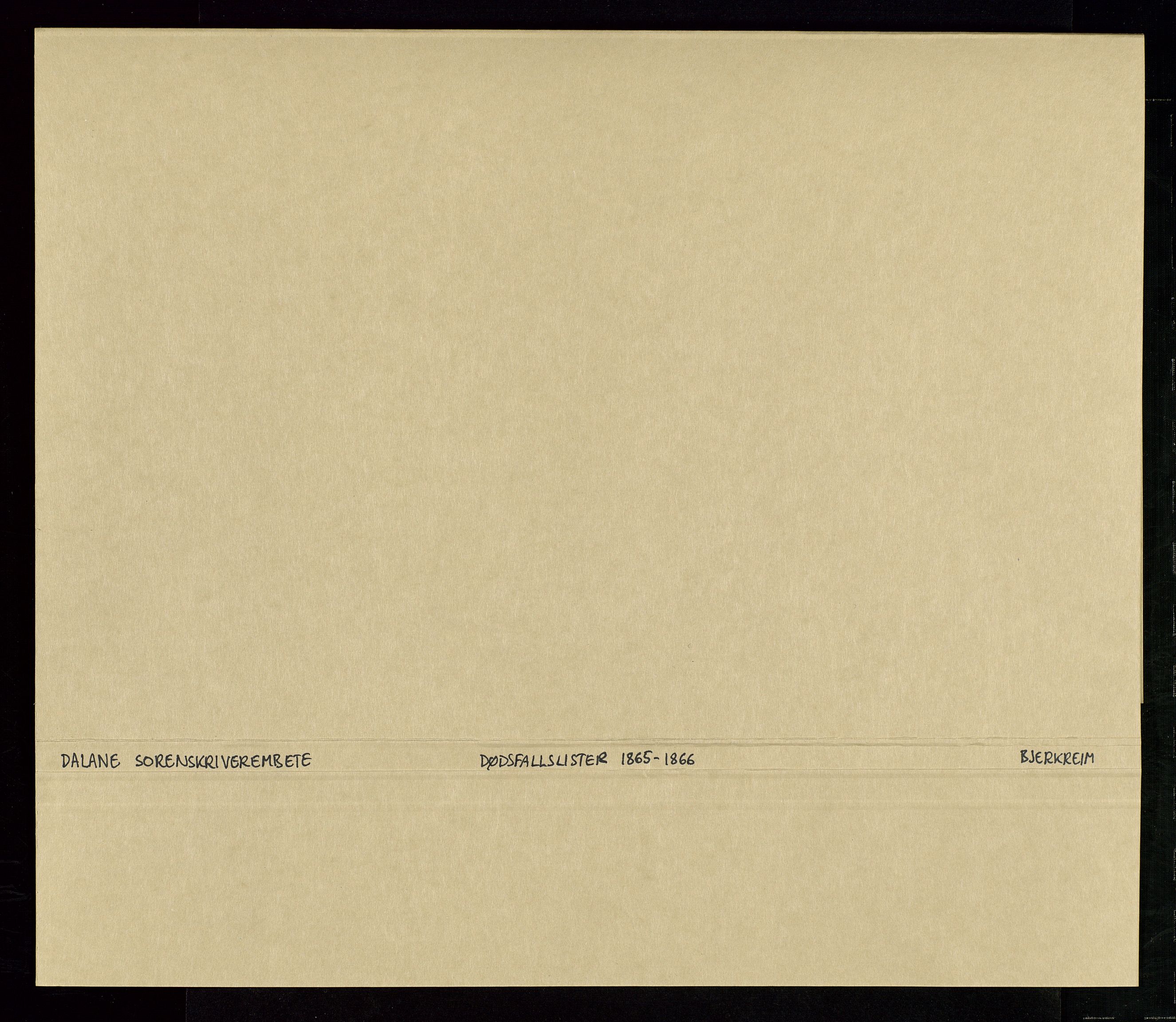 Jæren og Dalane sorenskriveri, SAST/A-100306/5/52AB/L0004: DØDSFALL-LISTER DALANE, 1865-1868, p. 2