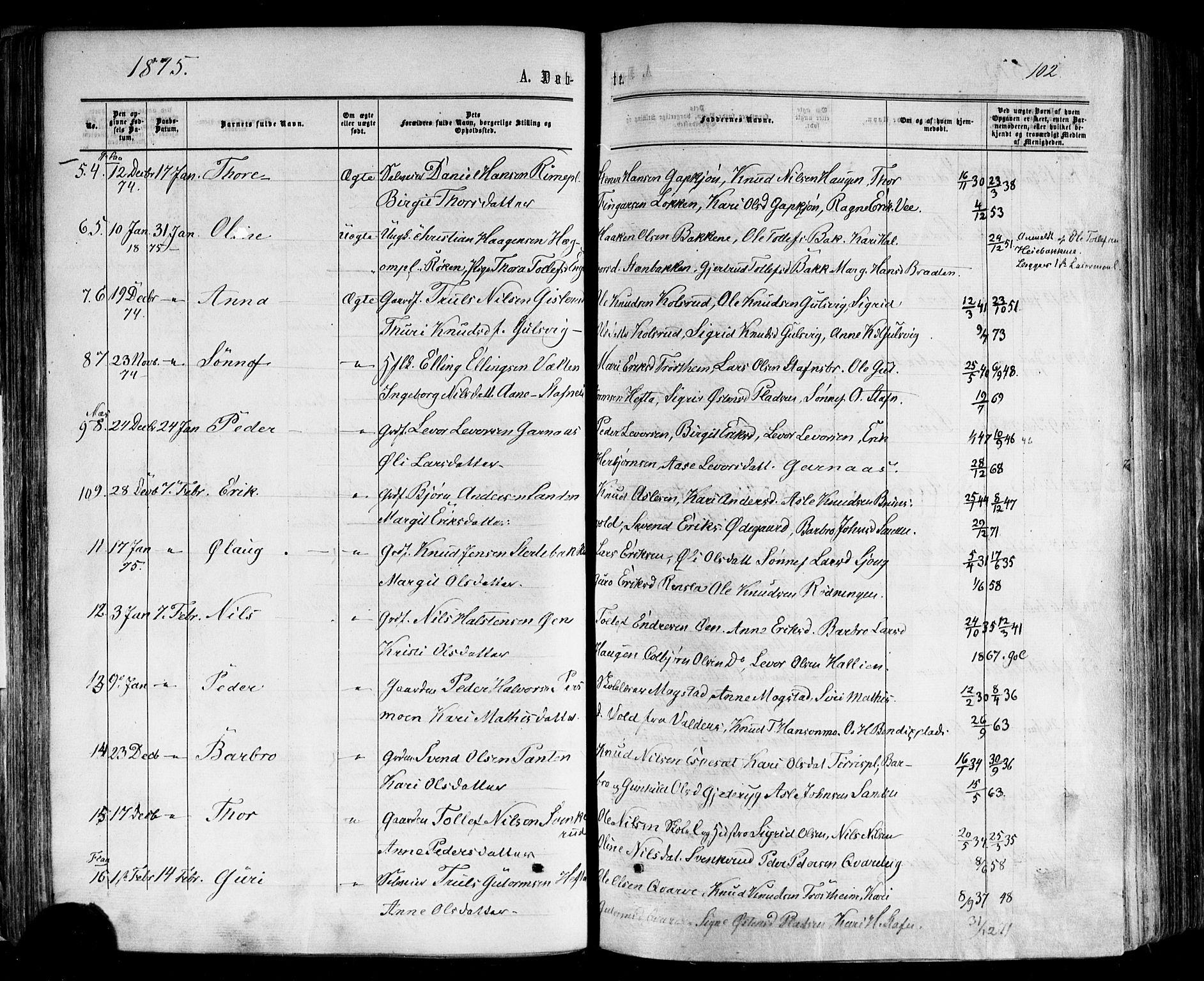 Nes kirkebøker, SAKO/A-236/F/Fa/L0010: Parish register (official) no. 10, 1864-1880, p. 102