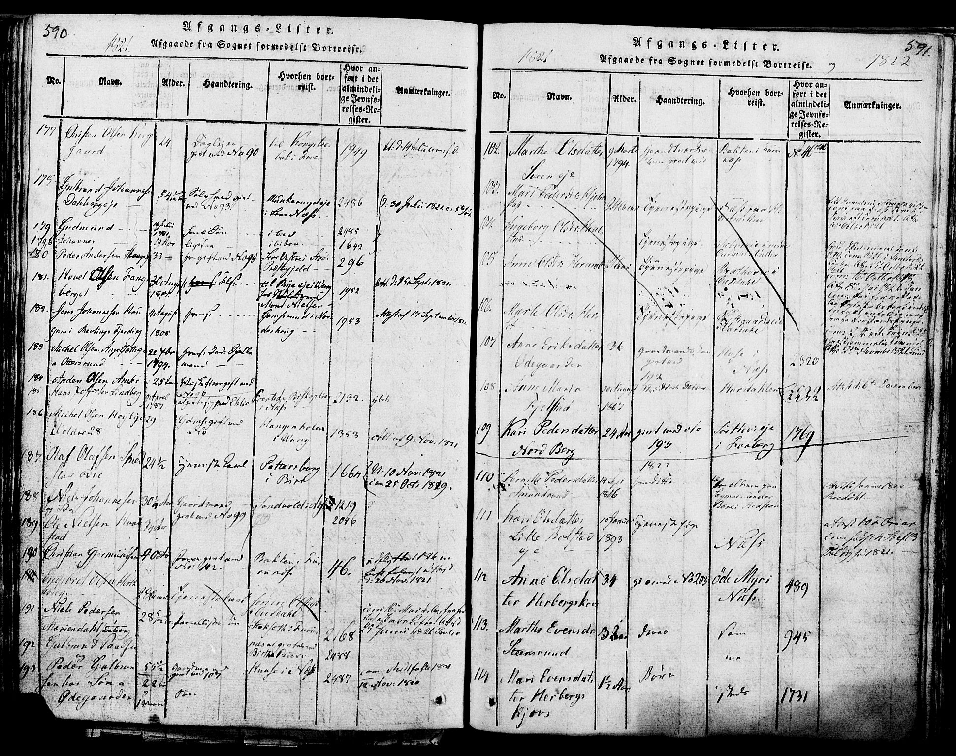 Ringsaker prestekontor, AV/SAH-PREST-014/K/Ka/L0005: Parish register (official) no. 5, 1814-1826, p. 590-591