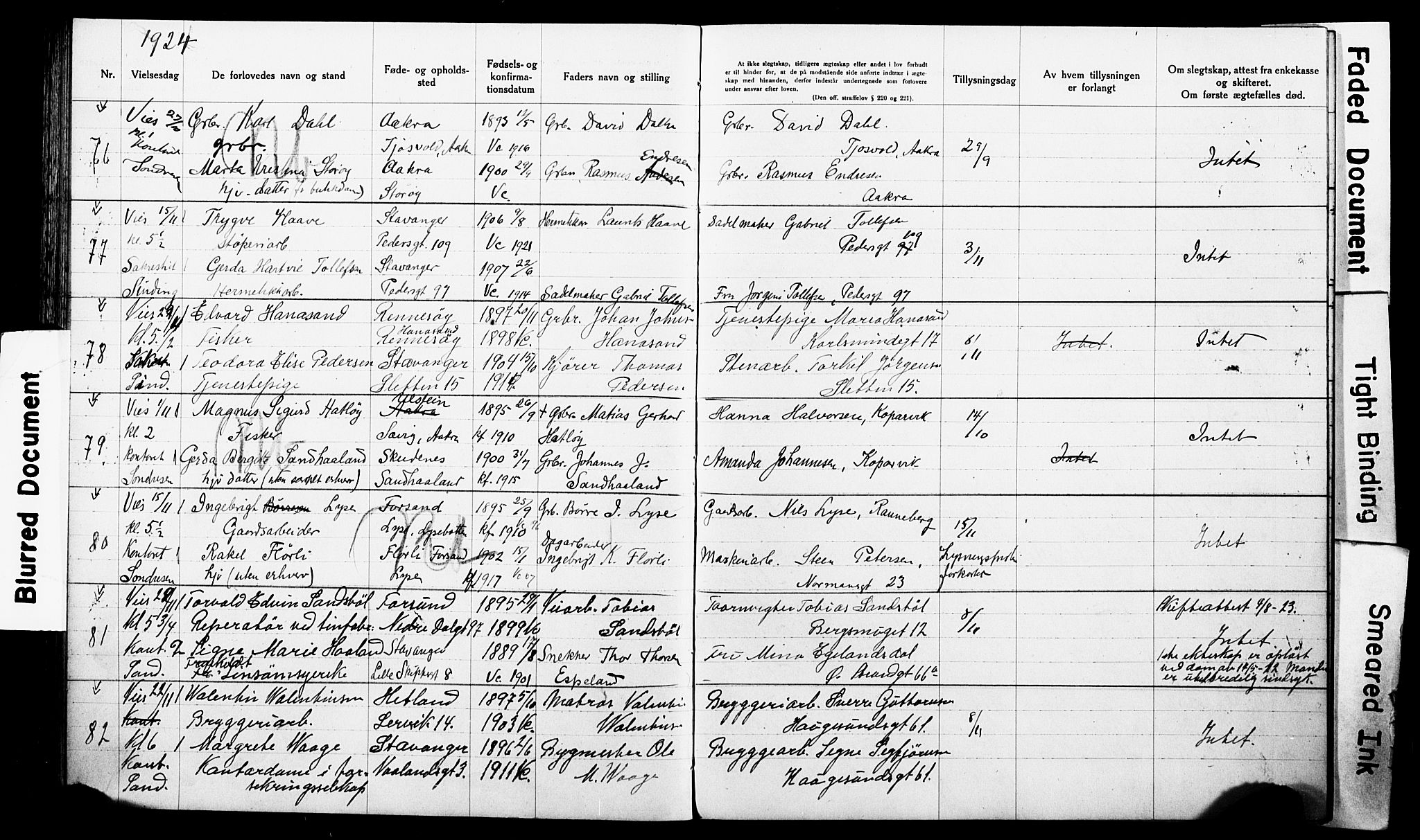 St. Johannes sokneprestkontor, AV/SAST-A-101814/001/70/705BA/L0003: Banns register no. 3, 1916-1928