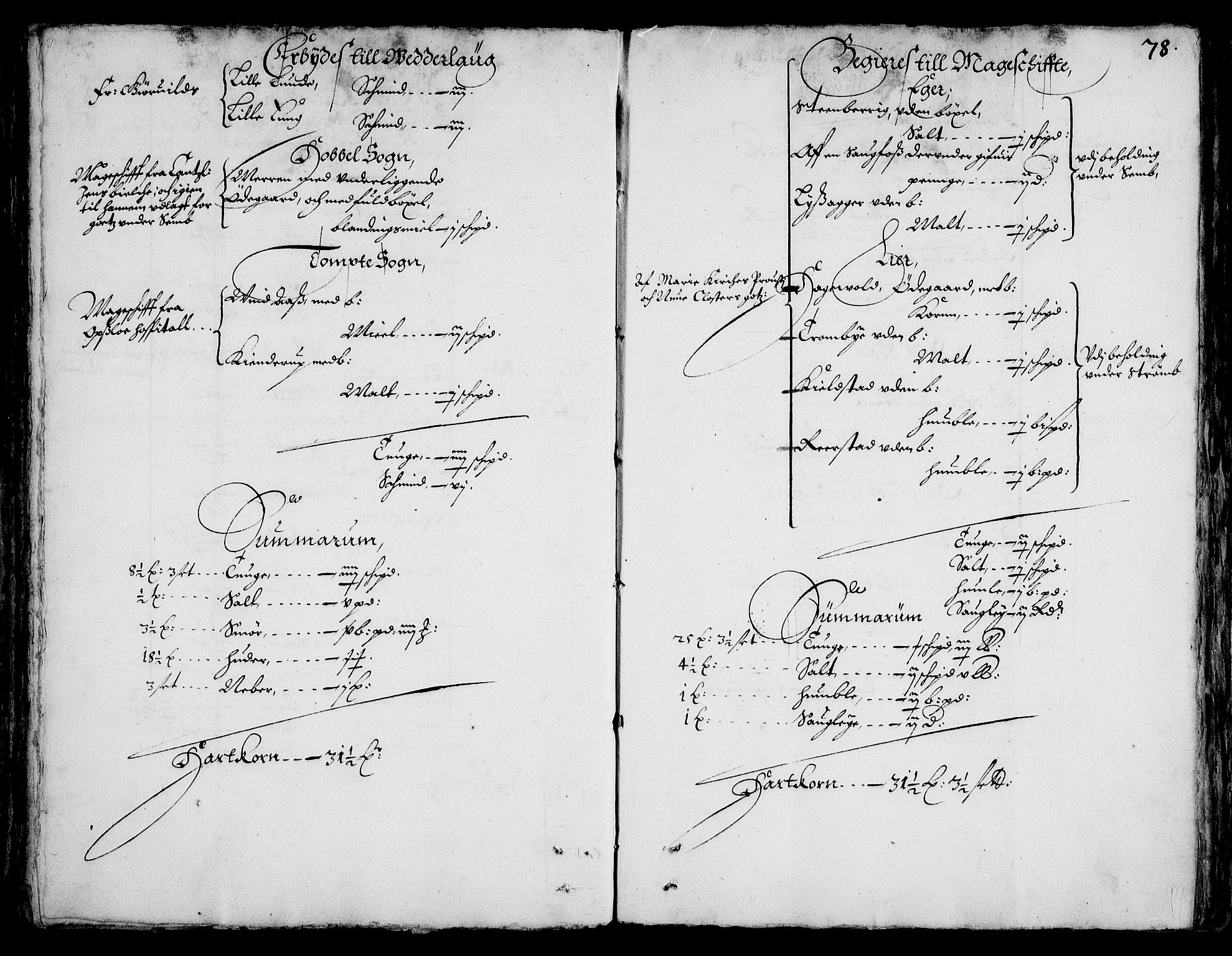 Rentekammeret inntil 1814, Realistisk ordnet avdeling, AV/RA-EA-4070/On/L0001/0002: Statens gods / [Jj 2]: Jordebok og forklaring over atkomstene til Hannibal Sehesteds gods, 1651, p. 76b-77a