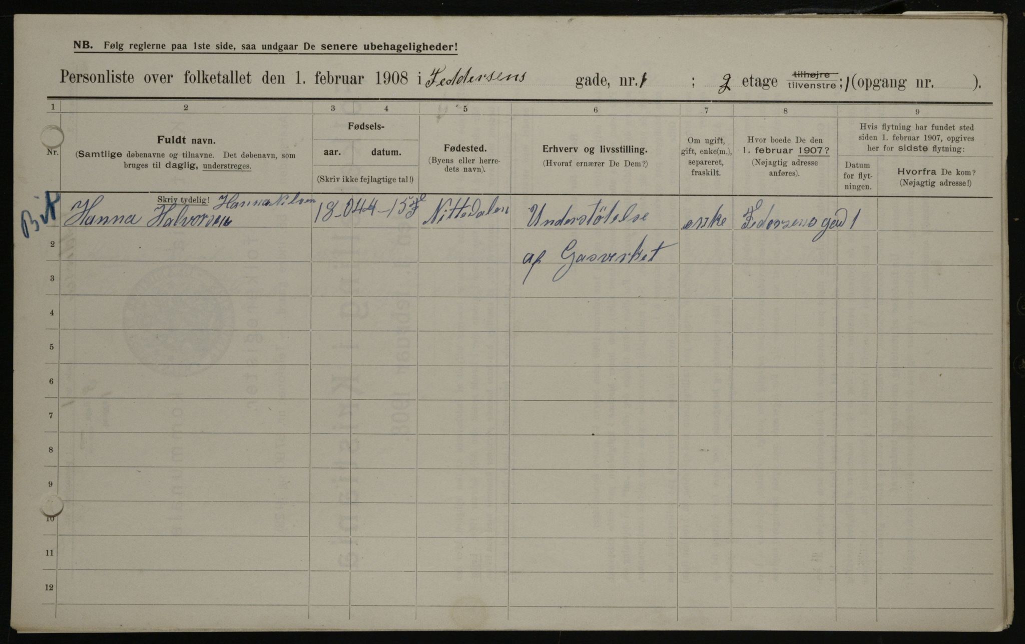 OBA, Municipal Census 1908 for Kristiania, 1908, p. 21809