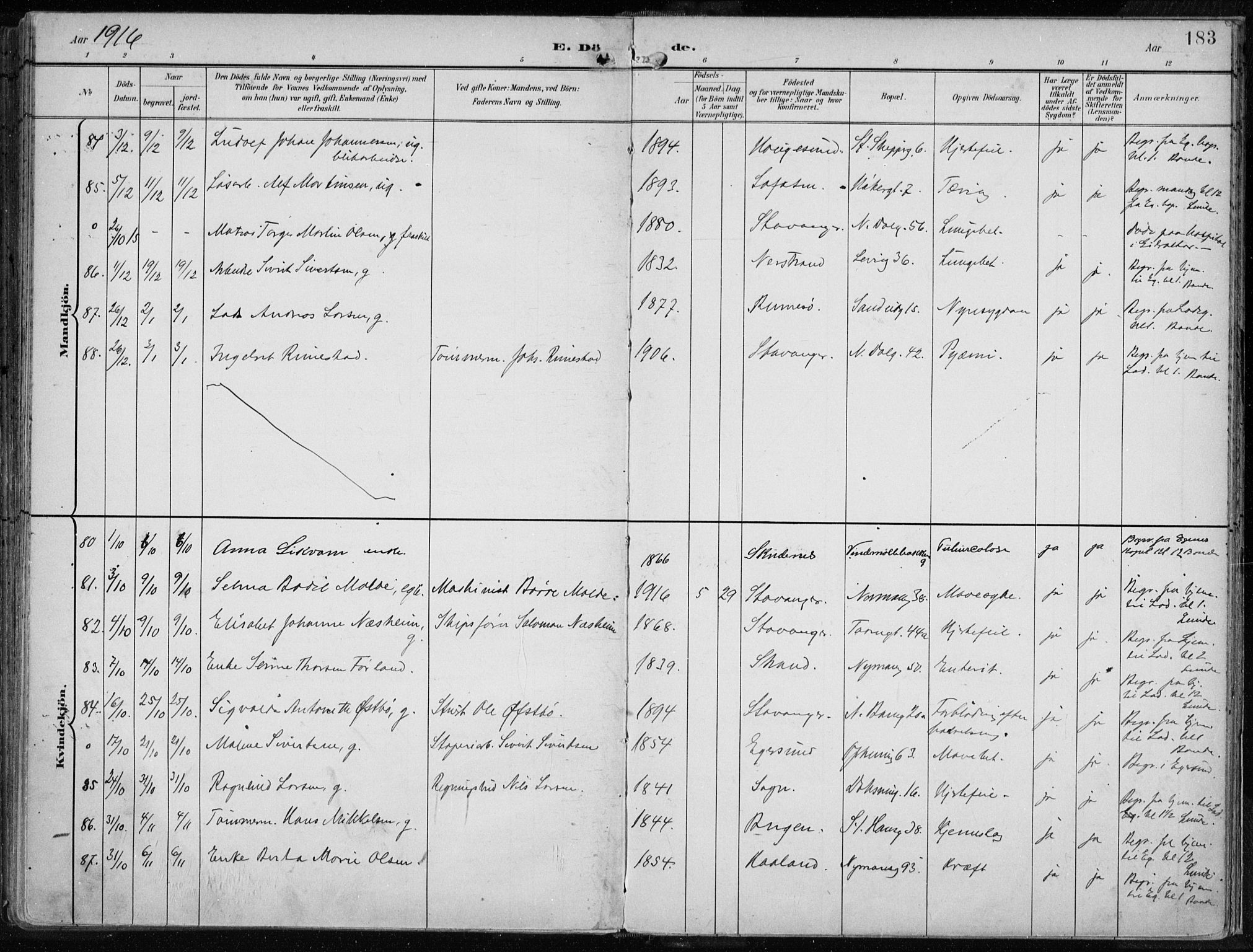 St. Johannes sokneprestkontor, AV/SAST-A-101814/001/30/30BA/L0005: Parish register (official) no. A 5, 1898-1919, p. 183