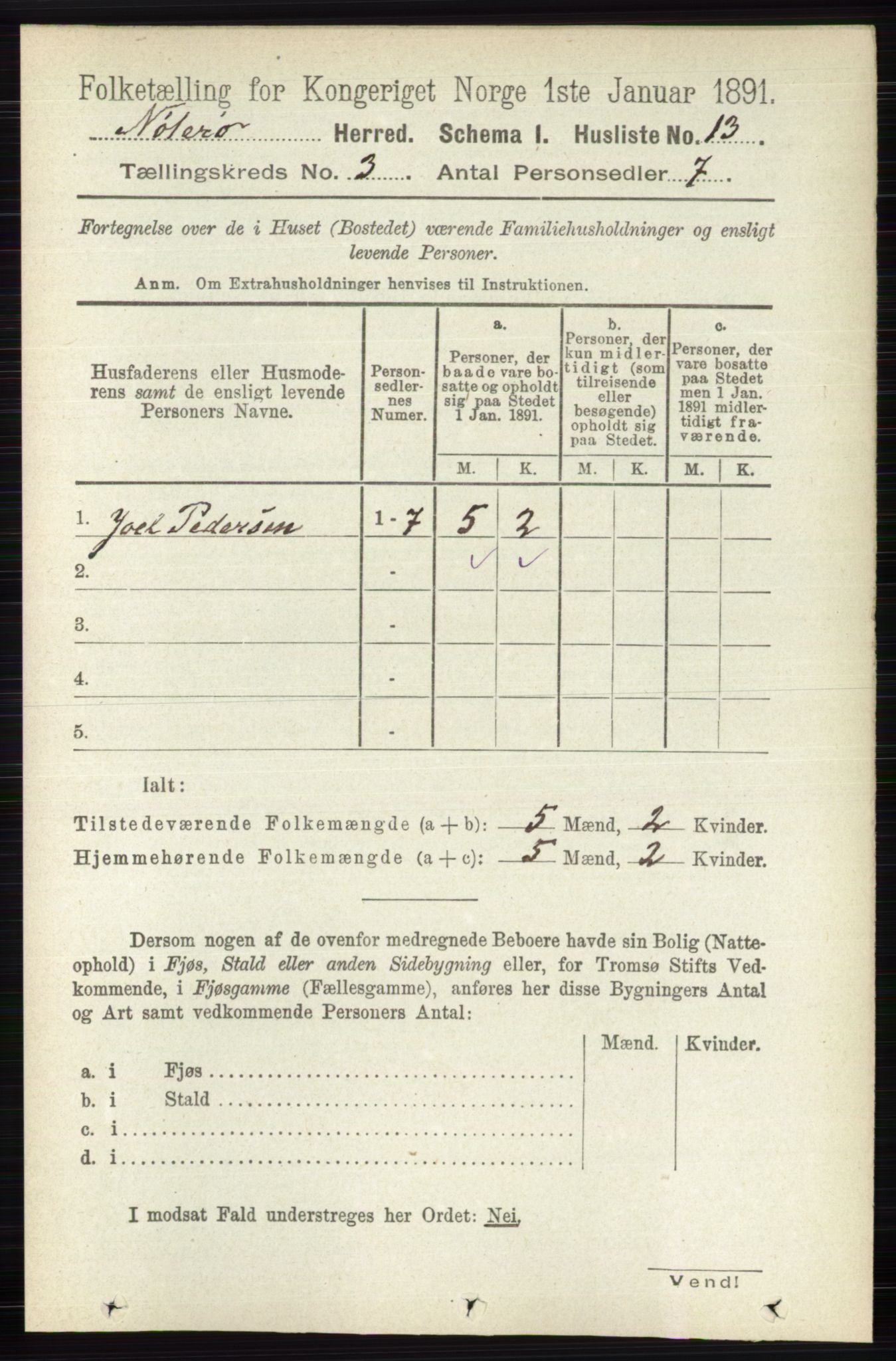 RA, 1891 census for 0722 Nøtterøy, 1891, p. 1492