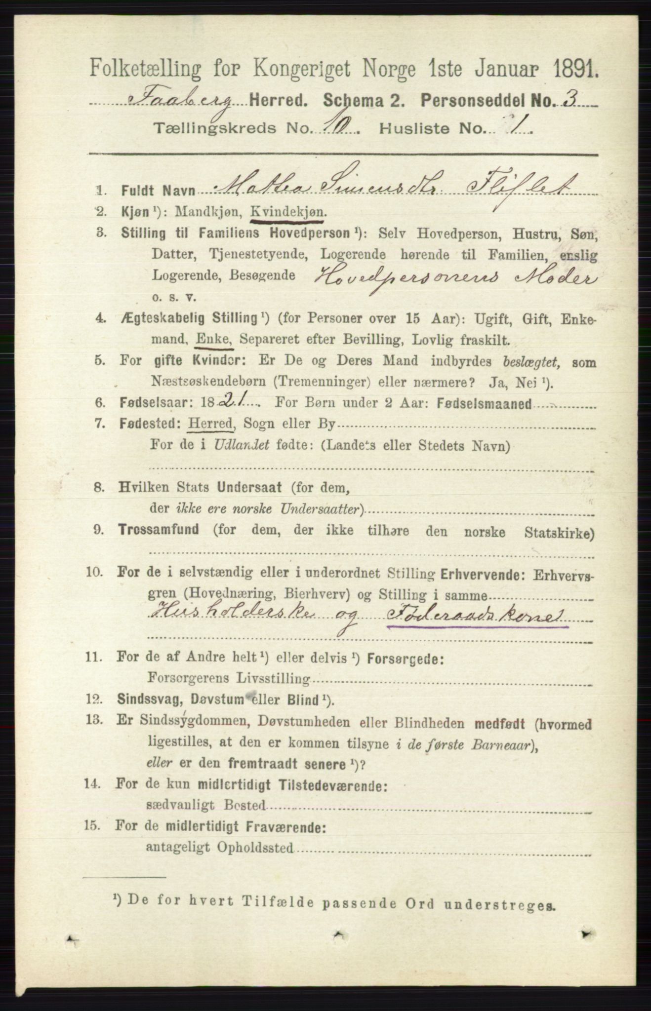 RA, 1891 census for 0524 Fåberg, 1891, p. 4108