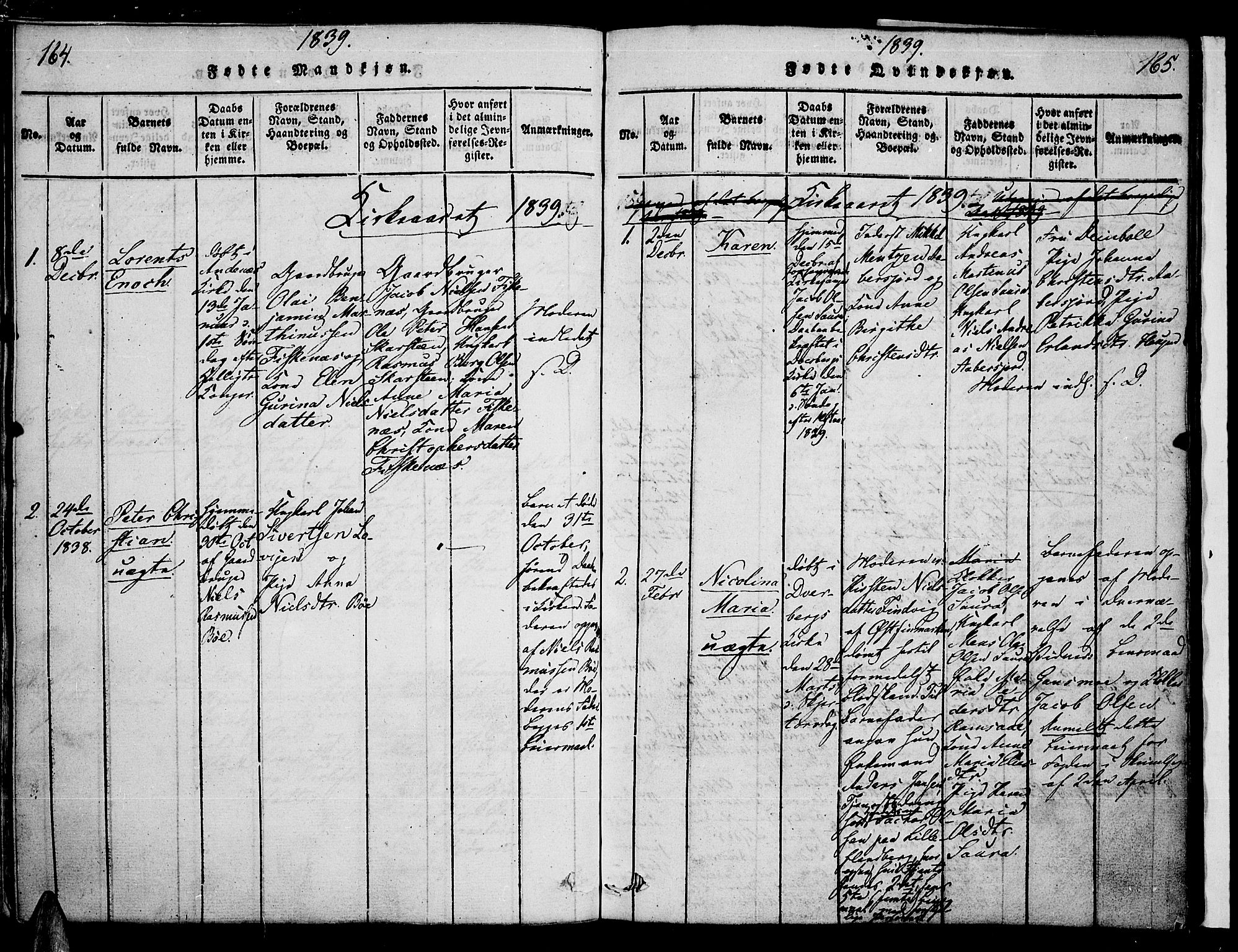 Ministerialprotokoller, klokkerbøker og fødselsregistre - Nordland, SAT/A-1459/897/L1395: Parish register (official) no. 897A03, 1820-1841, p. 164-165