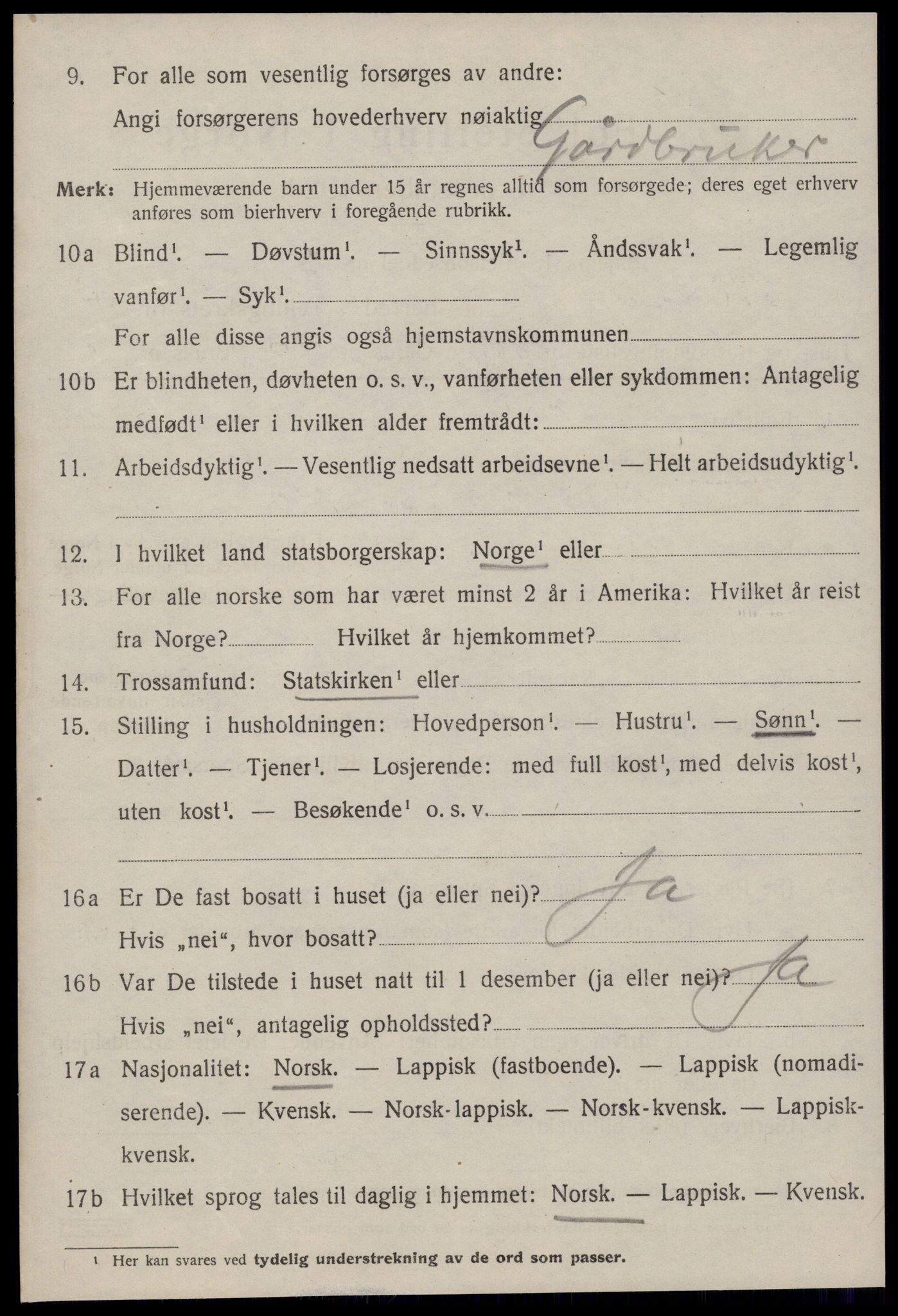 SAT, 1920 census for Malvik, 1920, p. 3179