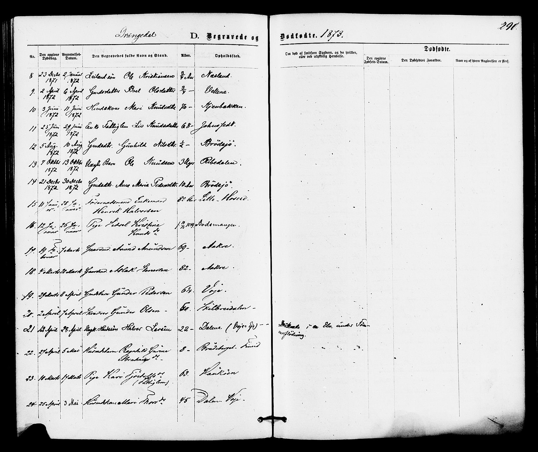 Drangedal kirkebøker, AV/SAKO-A-258/F/Fa/L0009: Parish register (official) no. 9 /1, 1872-1884, p. 290