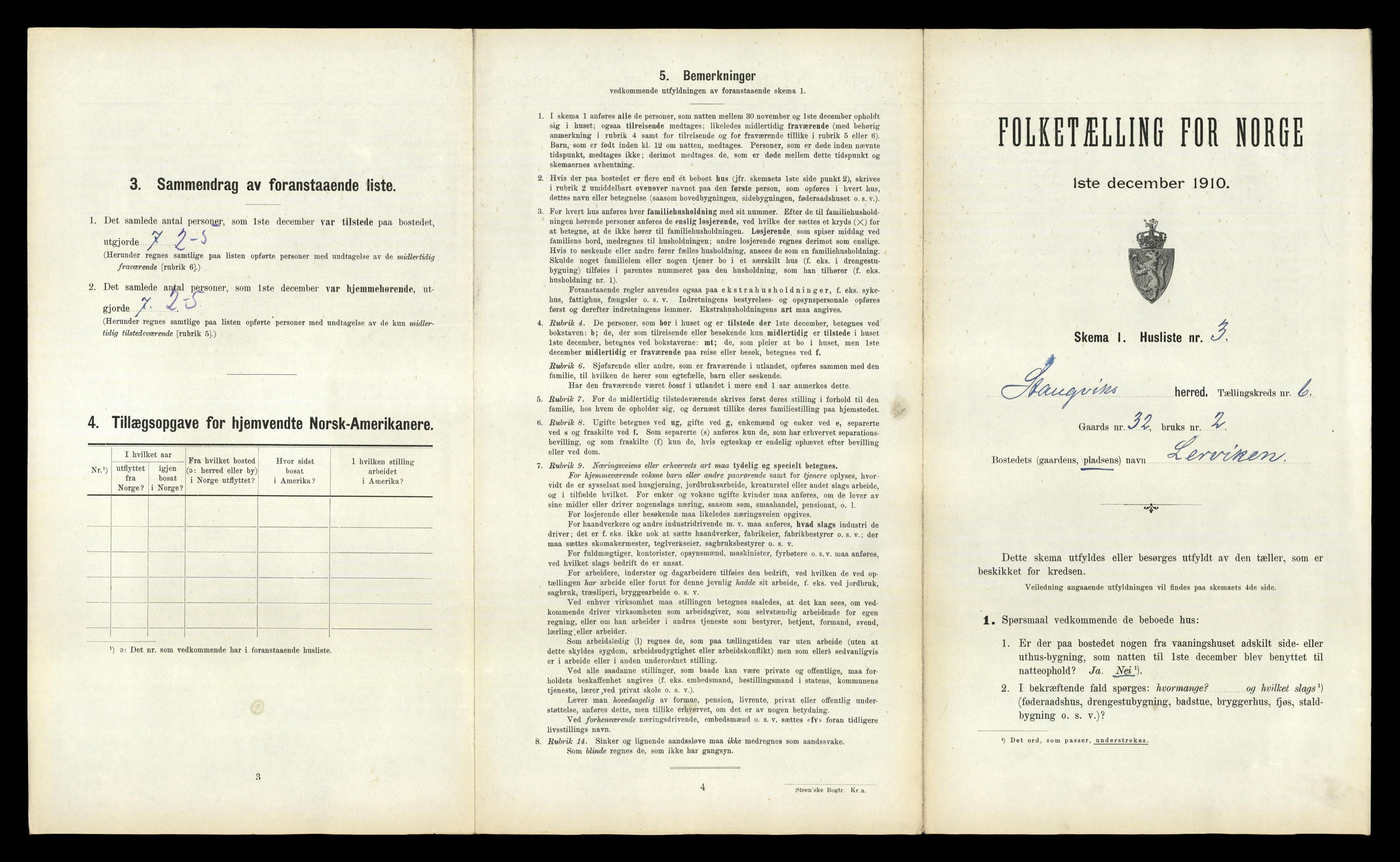 RA, 1910 census for Stangvik, 1910, p. 594