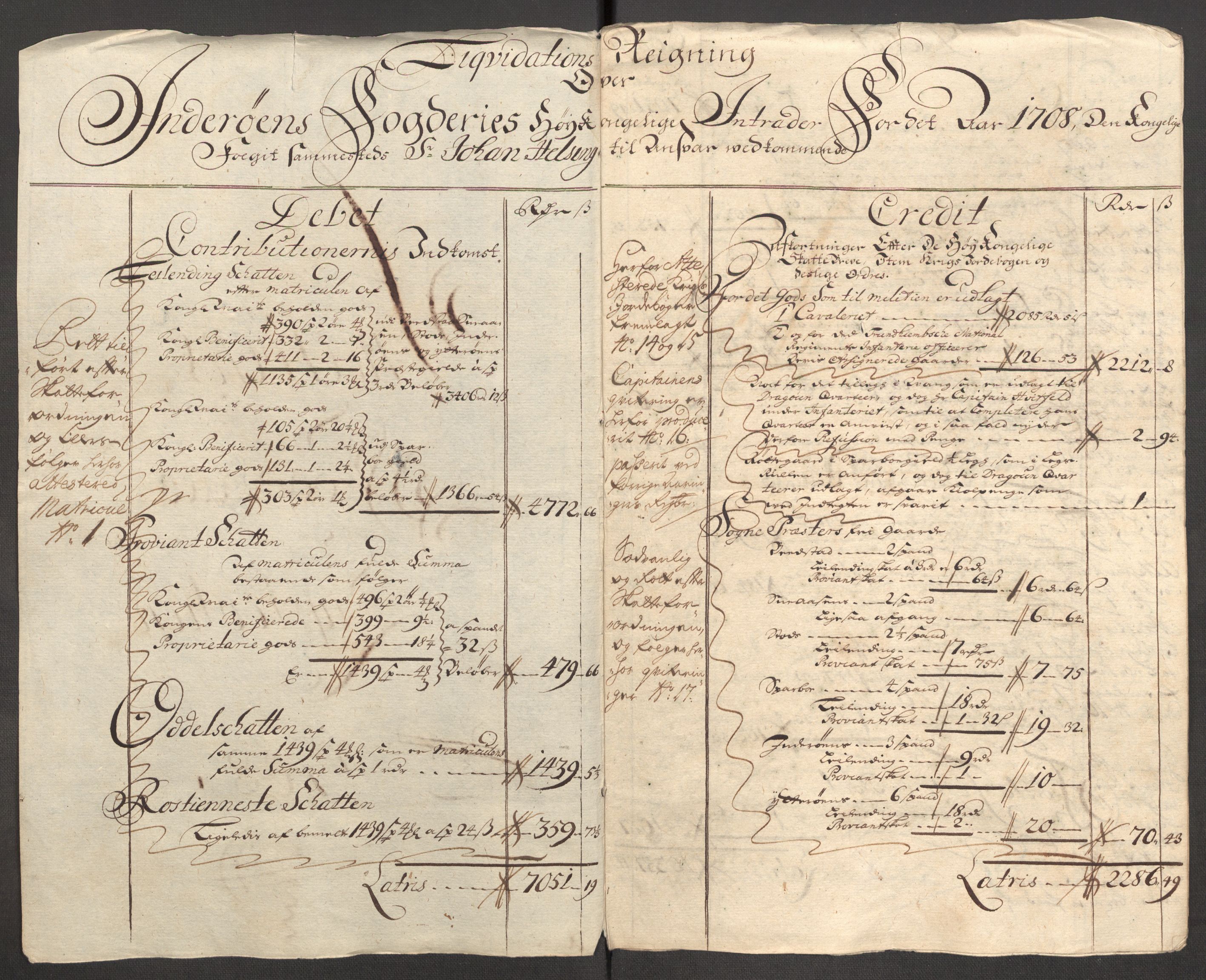 Rentekammeret inntil 1814, Reviderte regnskaper, Fogderegnskap, AV/RA-EA-4092/R63/L4316: Fogderegnskap Inderøy, 1708, p. 19