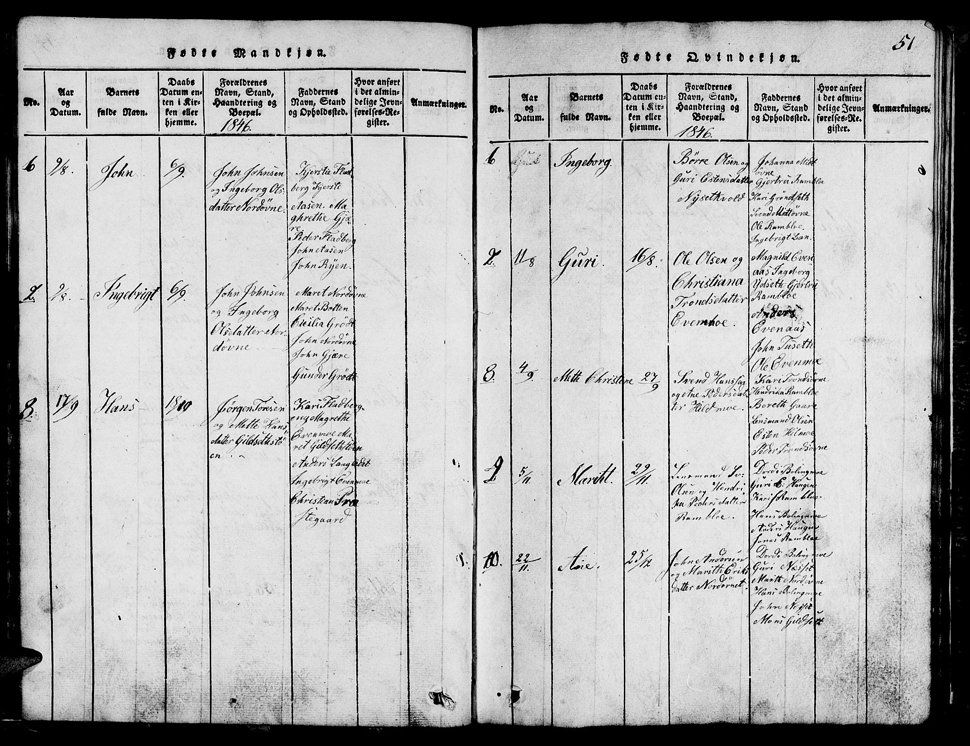Ministerialprotokoller, klokkerbøker og fødselsregistre - Sør-Trøndelag, SAT/A-1456/685/L0976: Parish register (copy) no. 685C01, 1817-1878, p. 51